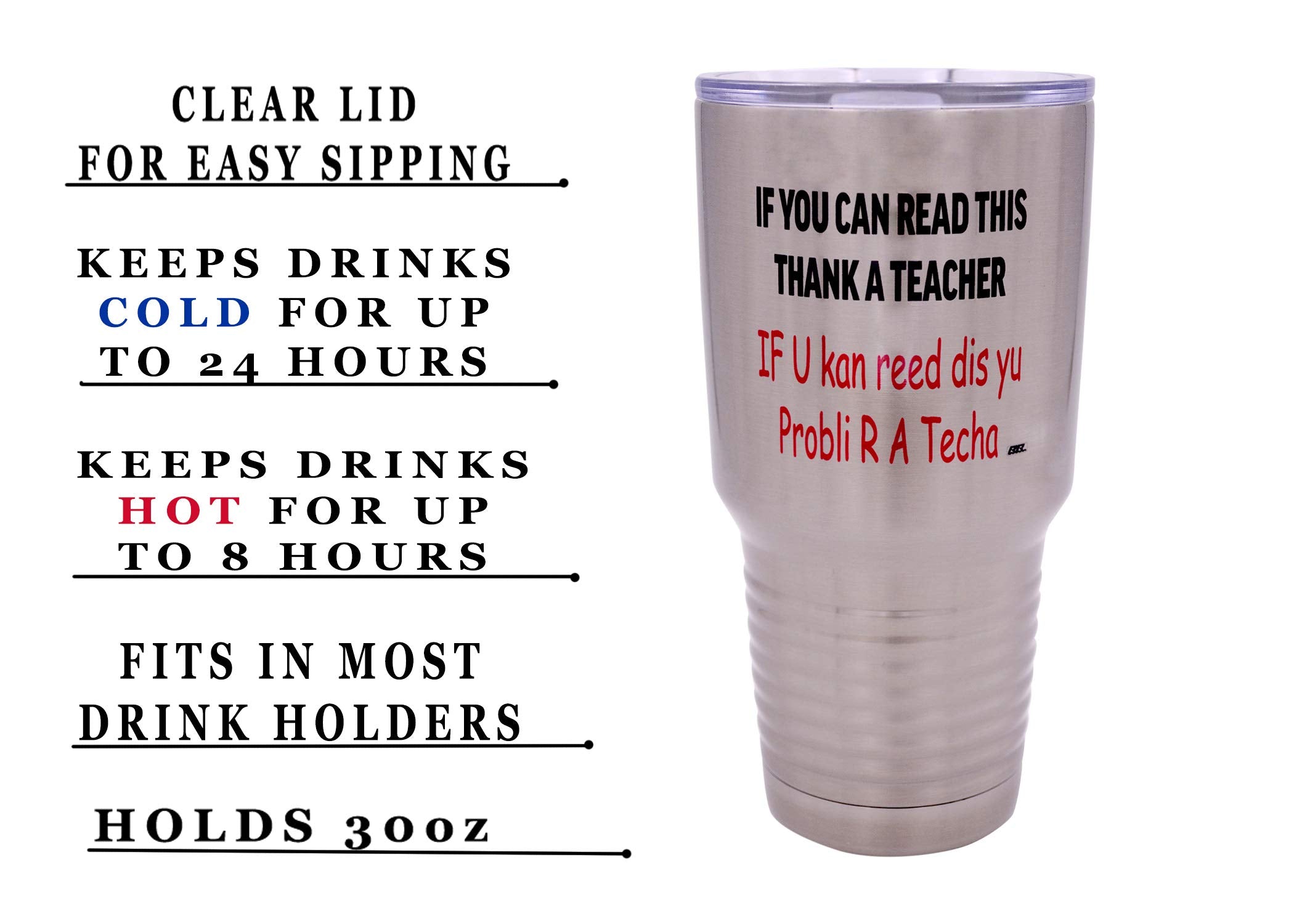 Rogue River Tactical Funny Teacher Large 30Oz Stainless Steel Travel Tumbler Mug Cup W/Lid School If You Can Read This Teaching