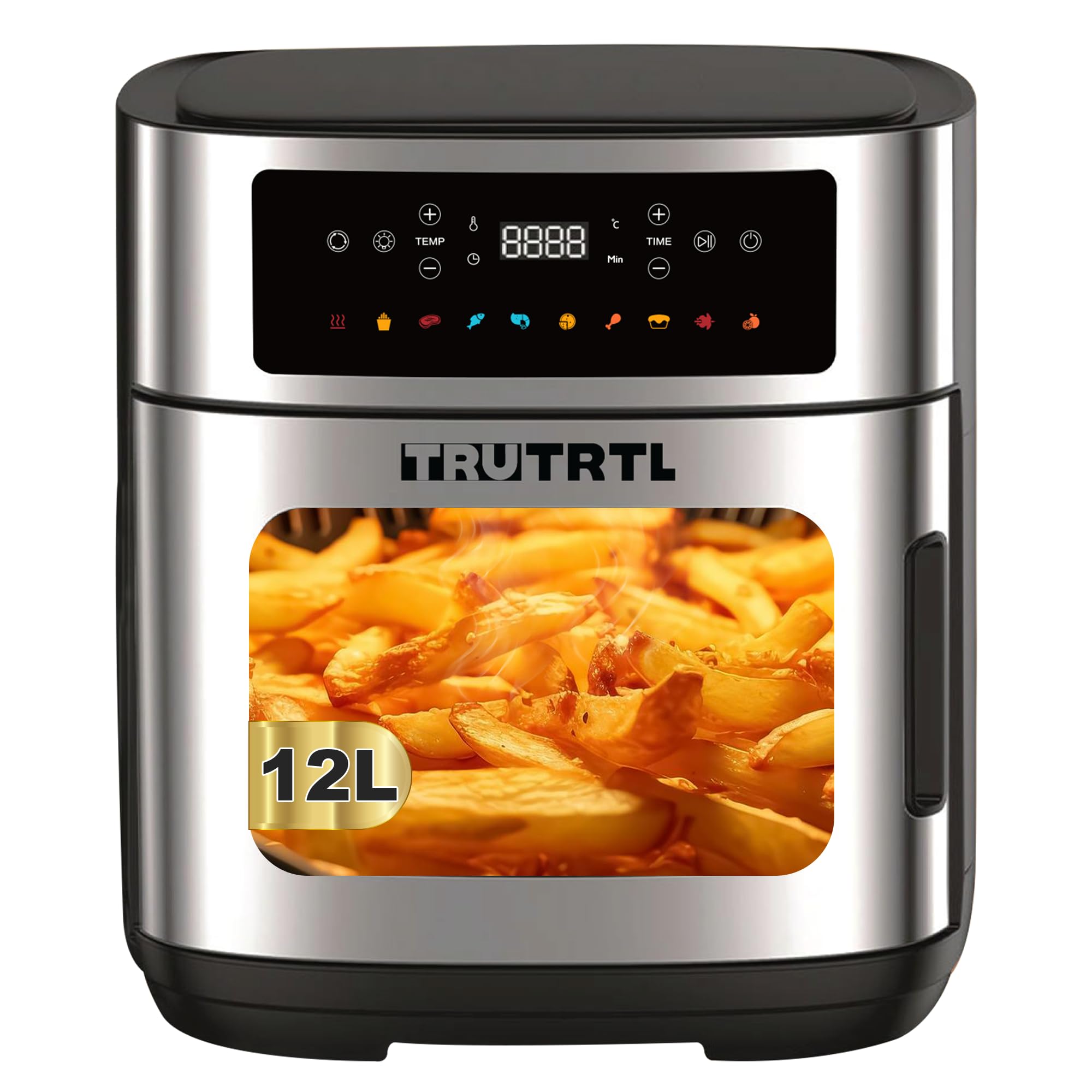 Trutrtl Air Fryer Oven 12L | With Rotisserie | 10 Preset Menus With Reheat | Bake, Grill & Roast | Transparent Window With Light
