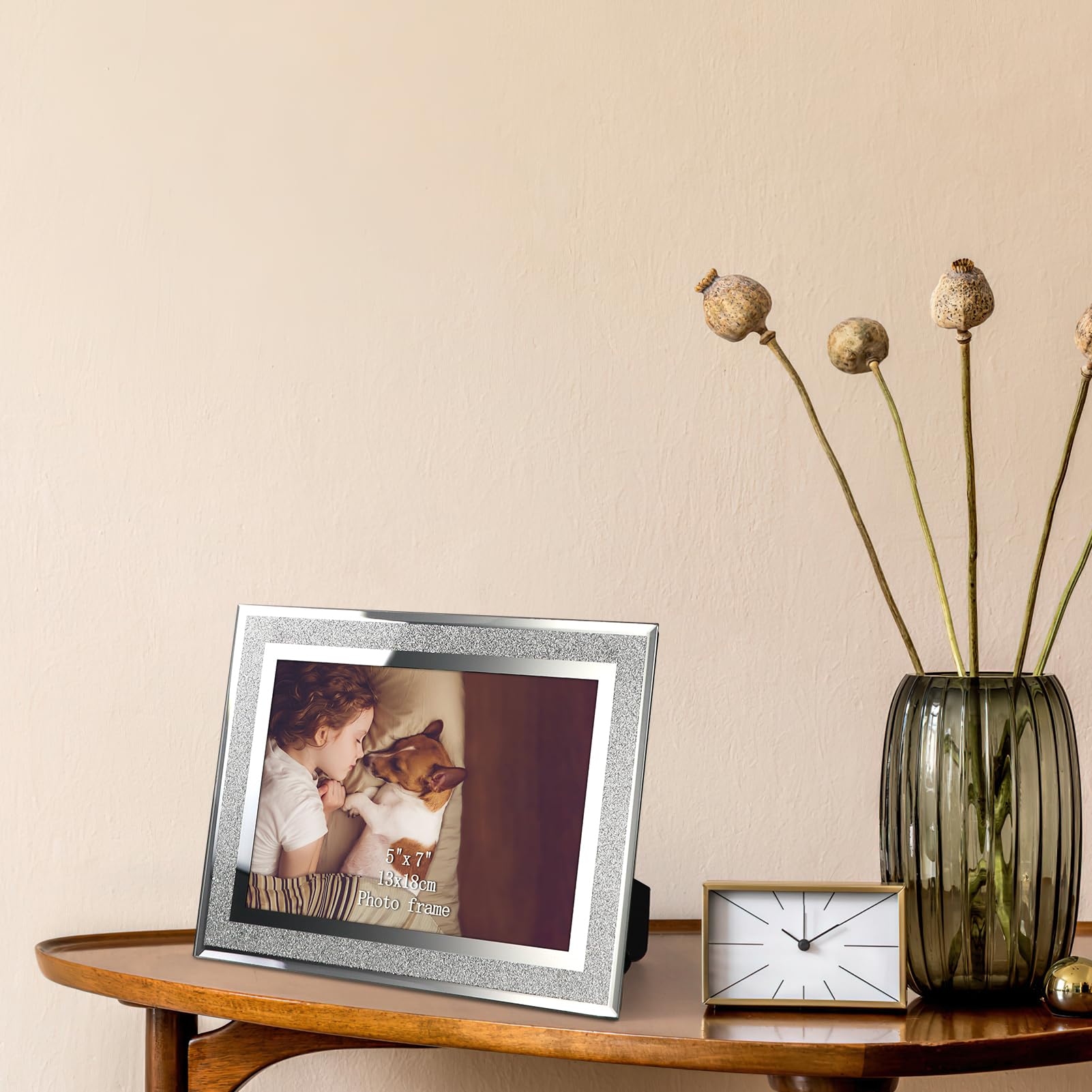 HORLIMER 12 Pack 5x7 Picture Frame, Sparkle Glass Photo Frames 5 by 7 for Tabletop, Horizontally or Vertically