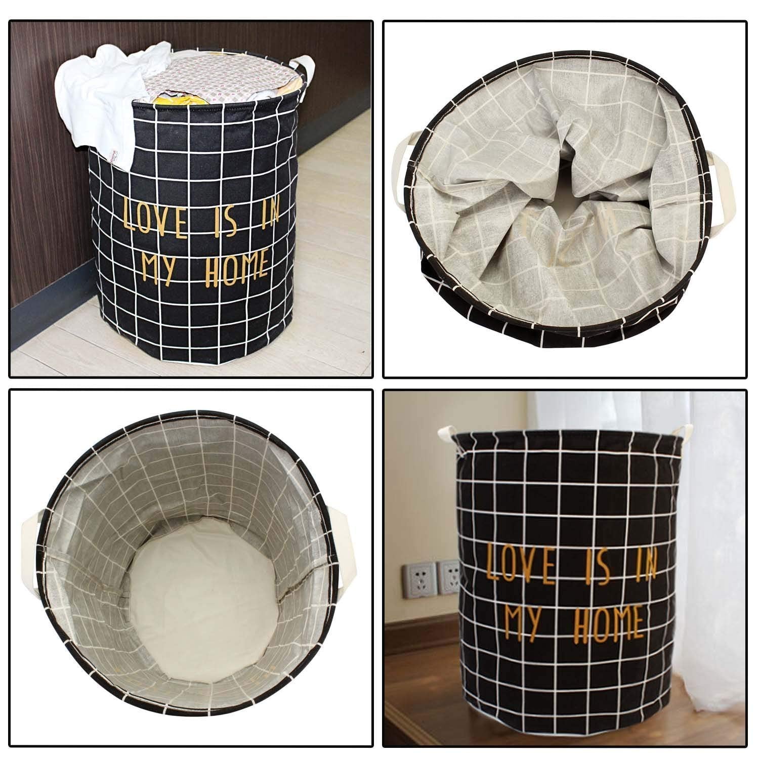 Styleys Foldable Cloth Laundry Bag Hamper, Large 63 Litere (S11052 - Black Stripe)