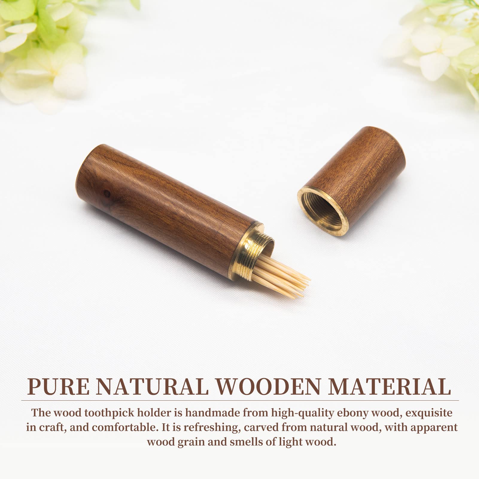 Huwane Toothpick Holder Portable Wood Toothpick Case Waterproof Handmade Craft Toothpick Pocket Box for Storage Toothpick  Needle  Pill  Bead  Ear Pick  Cotton Swab and Other Small Object (4 Packs)