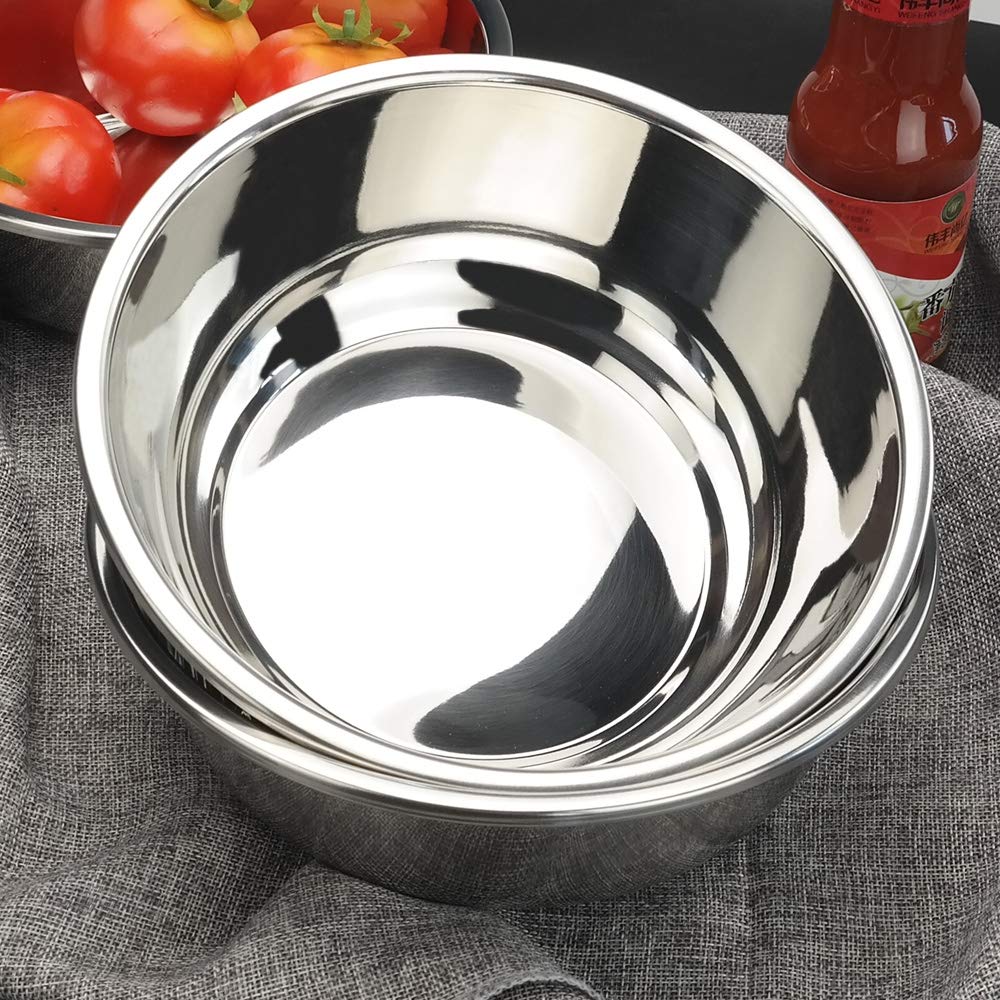 Anbers 18/10 Stainless Steel Mixing Bowl, 9.6 Inch Wide Metal Prep Bowls, 4 Packs