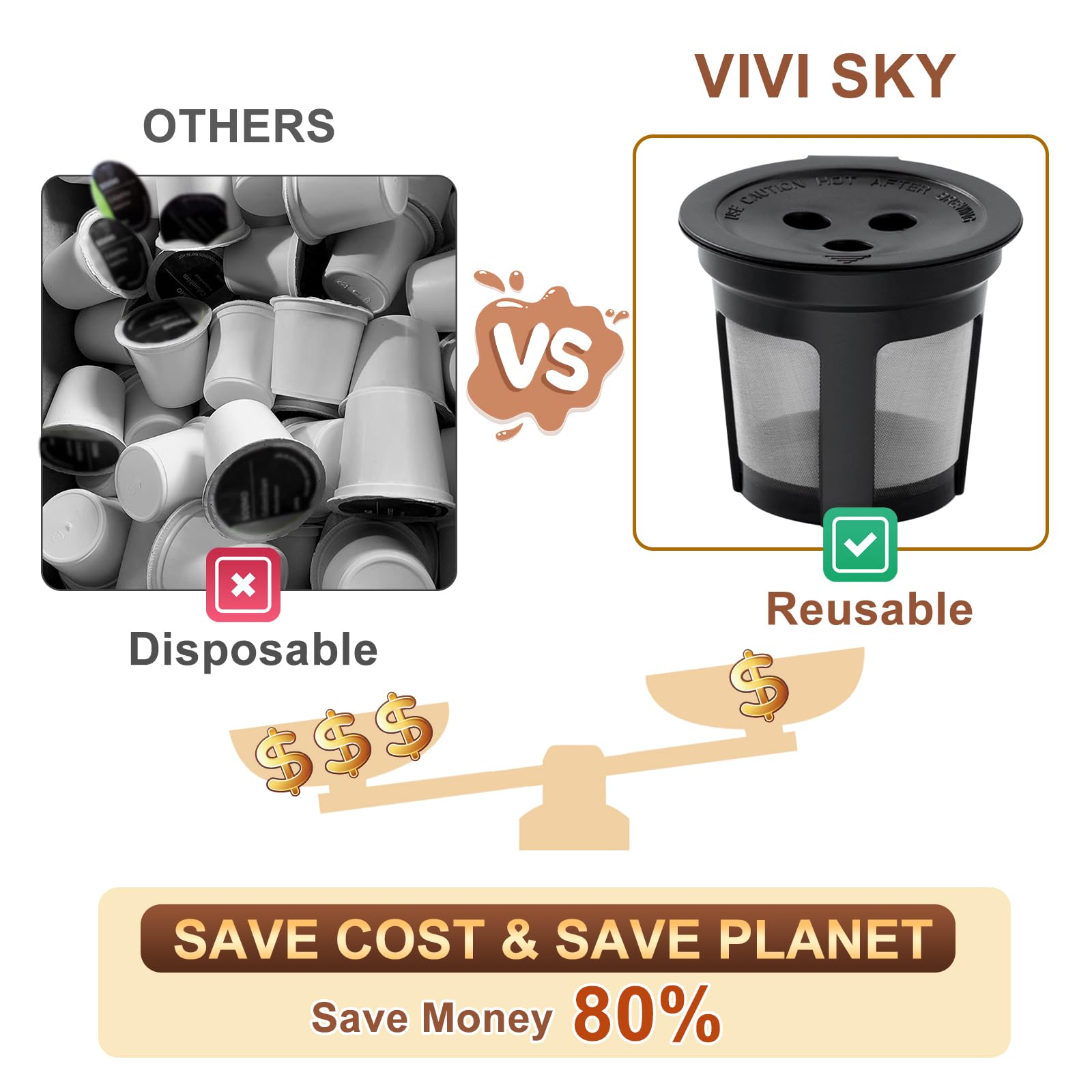 5 Pack Ninja Reusable Coffee Pods: Reusable K Cups For Ninja Coffee Maker - Refillable Coffee Filters For Ninja Dualbrew Pro Cfp