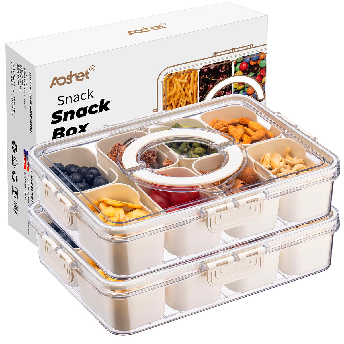 Snack Box Container, Dishwasher Safe Fruit Storage Containers, Divided ...