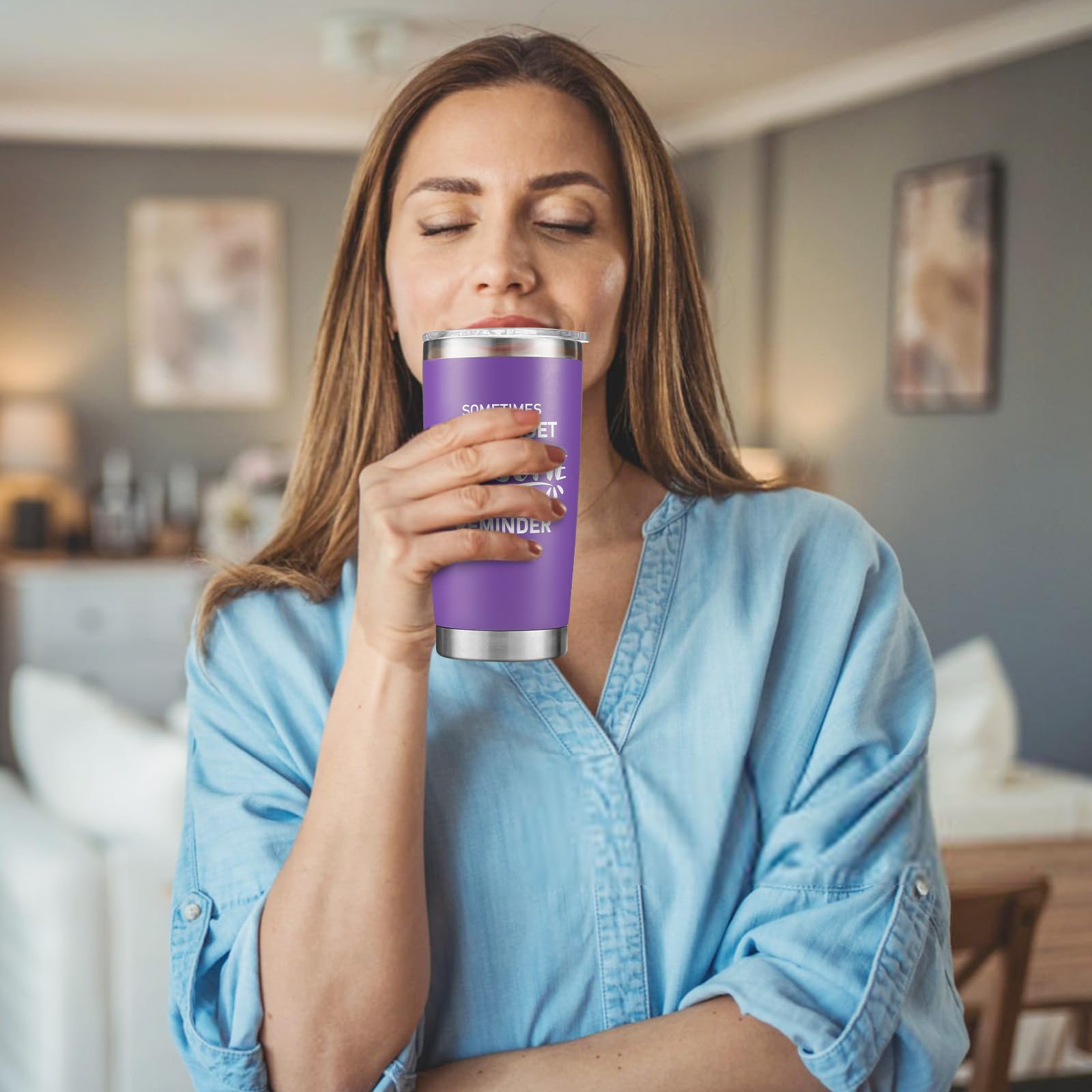 NOWWISH Inspirational 20oz Purple Tumbler, Sometimes You Forget You re Awesome Stocking Stuffer for Women, Unique Christmas Bir
