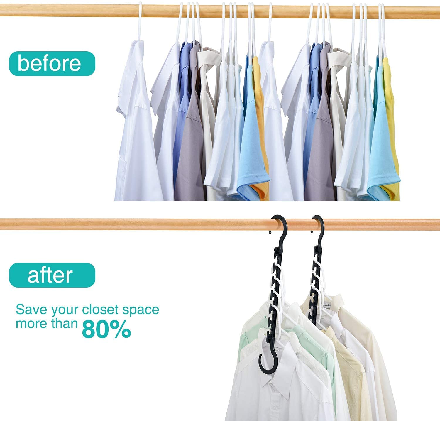 House Day Sturdy Plastic Space Saving Hangers Cascading Hanger Organizer Closet Space Saver Multi Hangers For Heavy Clothes, Clo