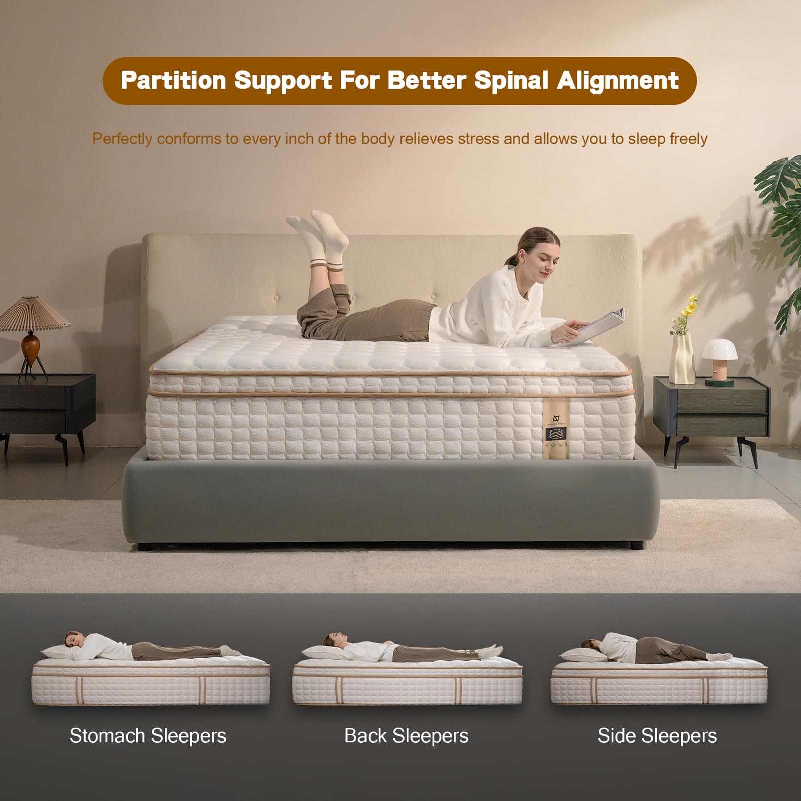 Queen Mattress,14 Inch Queen Size Mattresses in a Box,Medium Firm Queen Hybrid Mattress,with Memory Foam and Individual Pocket S