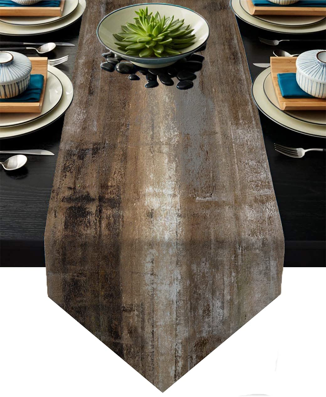 Brown Grey Table Runner,Abstract Modern Art Burlap Table Runners For Table Dresser Runner Farmhouse Style For Dinner Party Holid