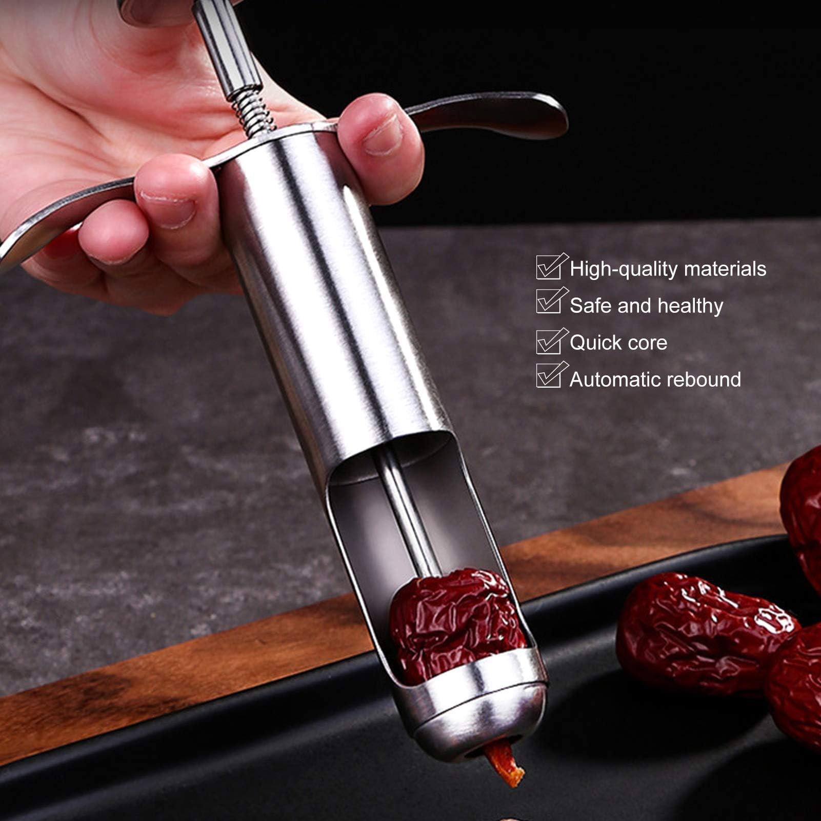 Cherry Pitter Remover Tool, Red Dates Hawthorn Seeds Removing Tool, Reusable Grapes Seeds Removing Tool Stainless Steel Fruit Co