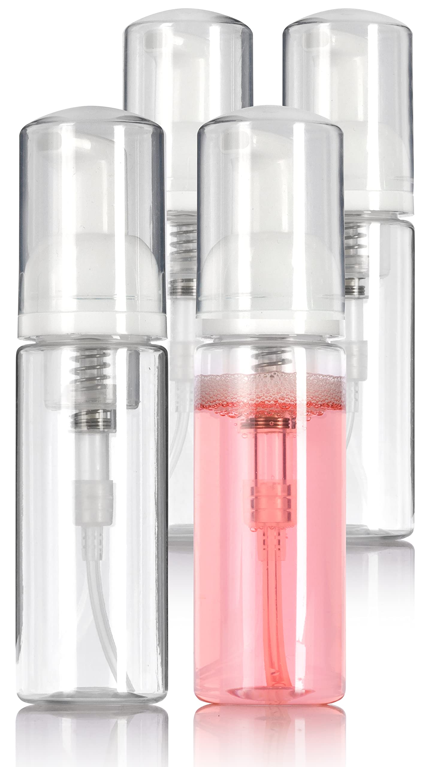 Juvitus (4 Pack) 1.7 Oz Clear Plastic Refillable Foamer Pump Travel Bottle