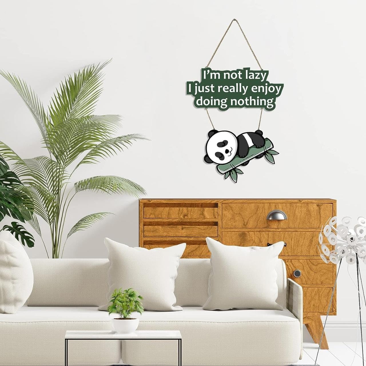 Metvan Lazy Panda Printed Wooden Wall Hanging With Quotes For Home Decor | Office | Gifts | Living Room | Bedroom | Wooden Decor