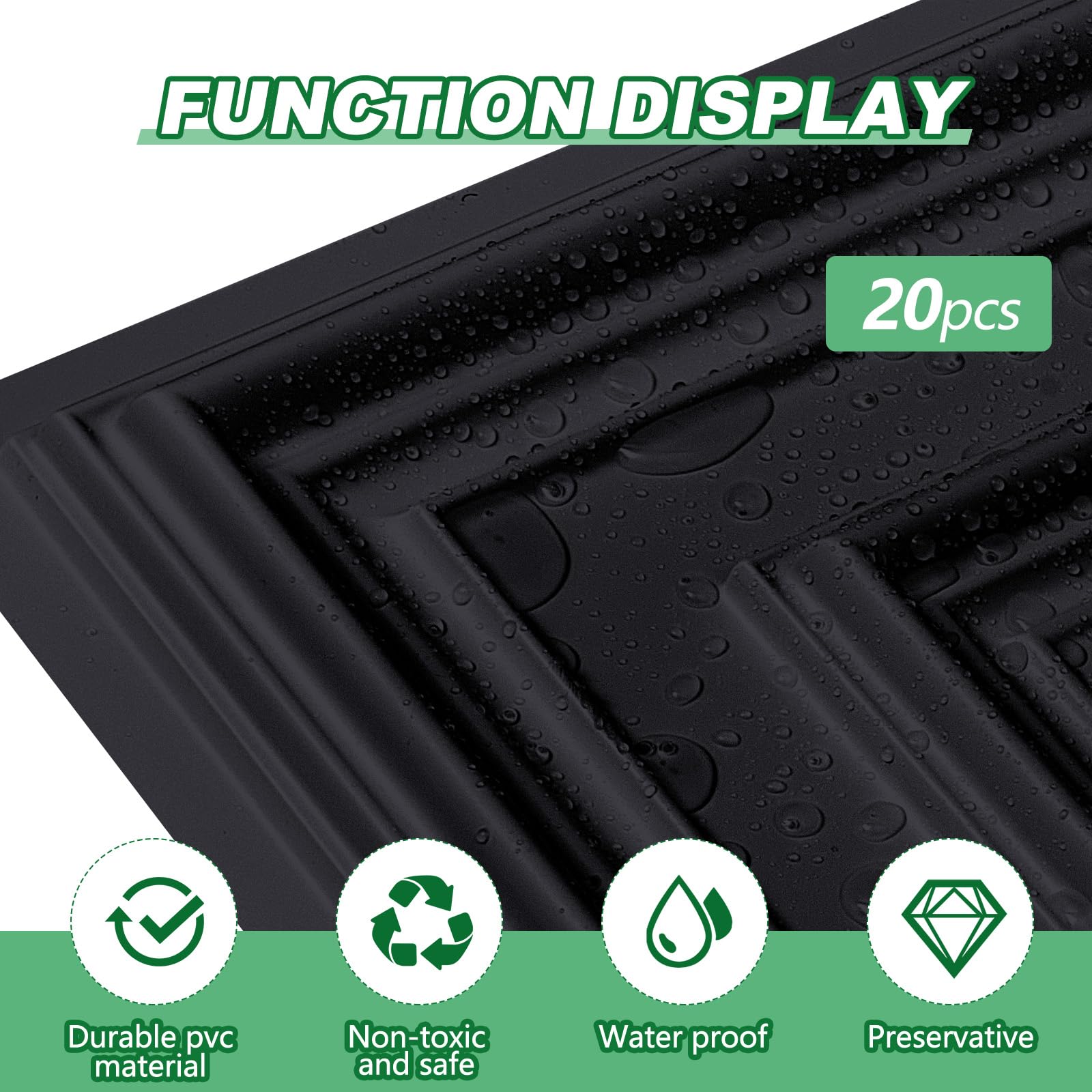 Landical 20 Pcs 2 x 2 ft Black PVC Plastic Drop Ceiling Tiles 24 x 24 x 0.8 Inch Ceiling Panels Decorative Cover 80 Sq. ft for O