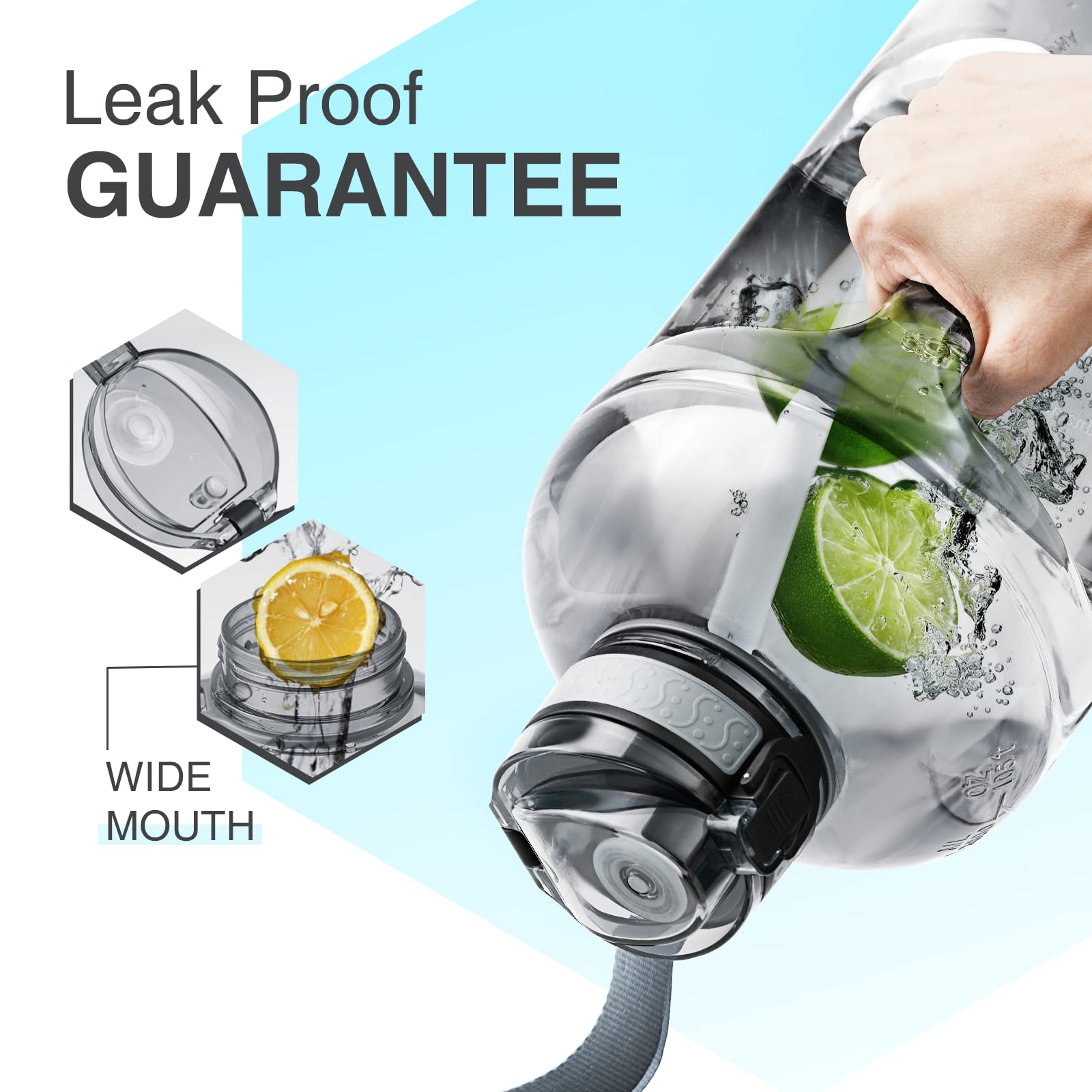 GIFUBOWA 3l Goal Large Water Bottle with Handle BPA Free Leakproof Motivational Big Sports Capacity Drink Jug