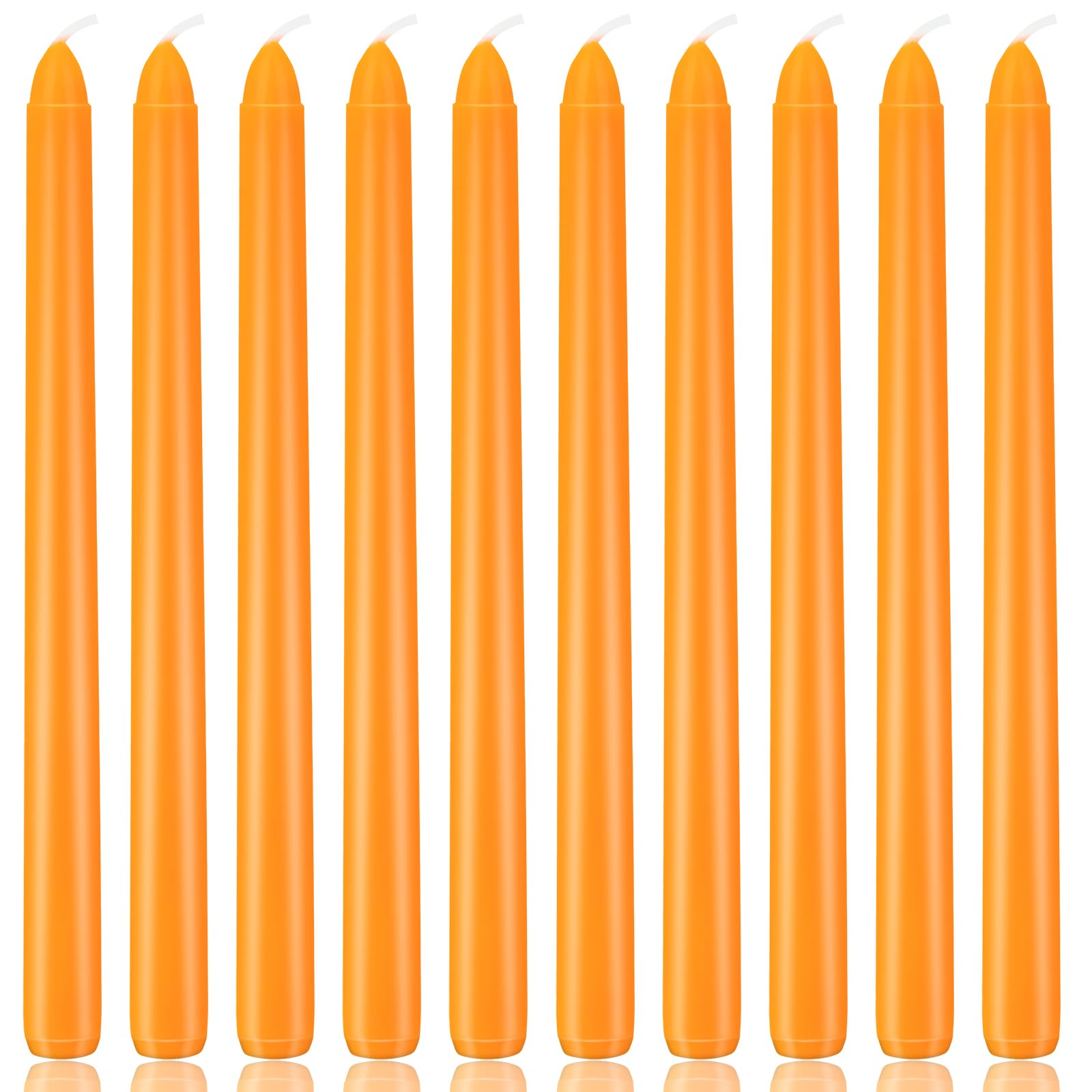 10 Inch Orange Taper Candles, 10 Pack Unscented Candlesticks for Dinner, Fall Harvest, Halloween, Seasonal Celebration and Home 