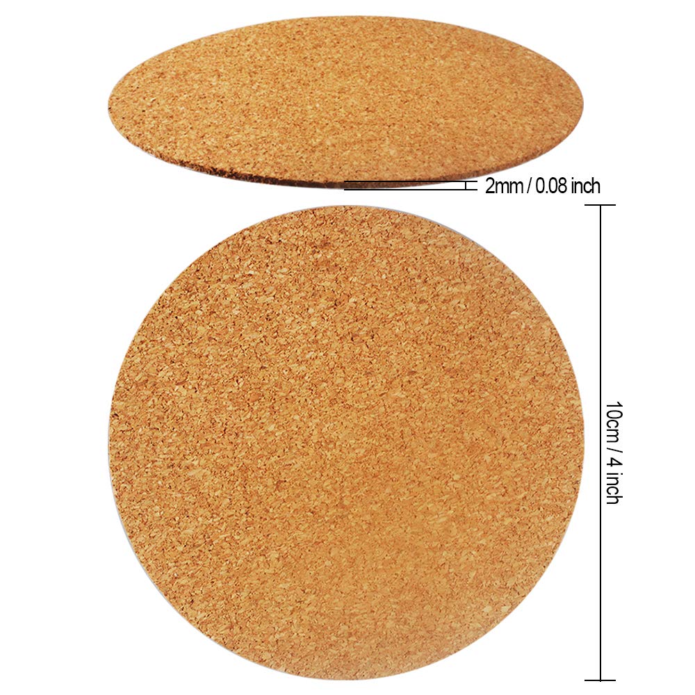 30 Pack Self-Adhesive Cork Round 4    Cork Tiles Cok Bcking Sheets Cork Coasters Round For Diy Crafts