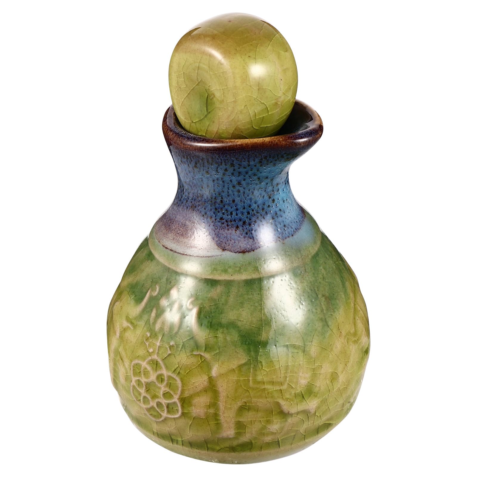 OSOLADY Ceramic Essential Oil Bottle Set with Stopper, Refillable Perfume Dropper Bottle, Green Decorative Aromatherapy for Home