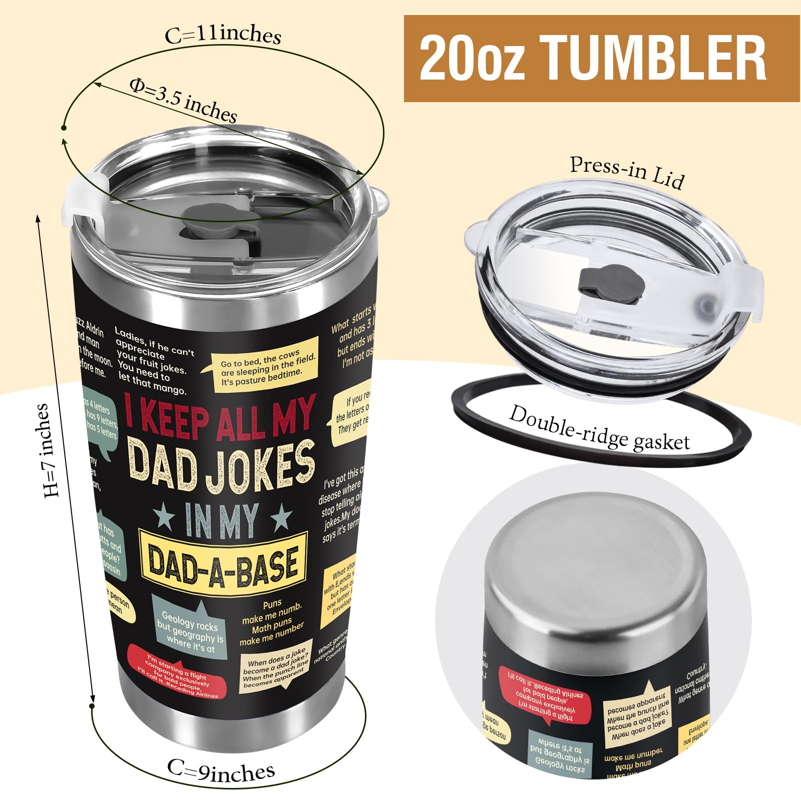 Ulrhpc Christmas Gifts for Dad Men:Dad Joke 20oz Tumbler Birthday Gifts for Dad Men Adults Grandpa Husband Stepfather Present De