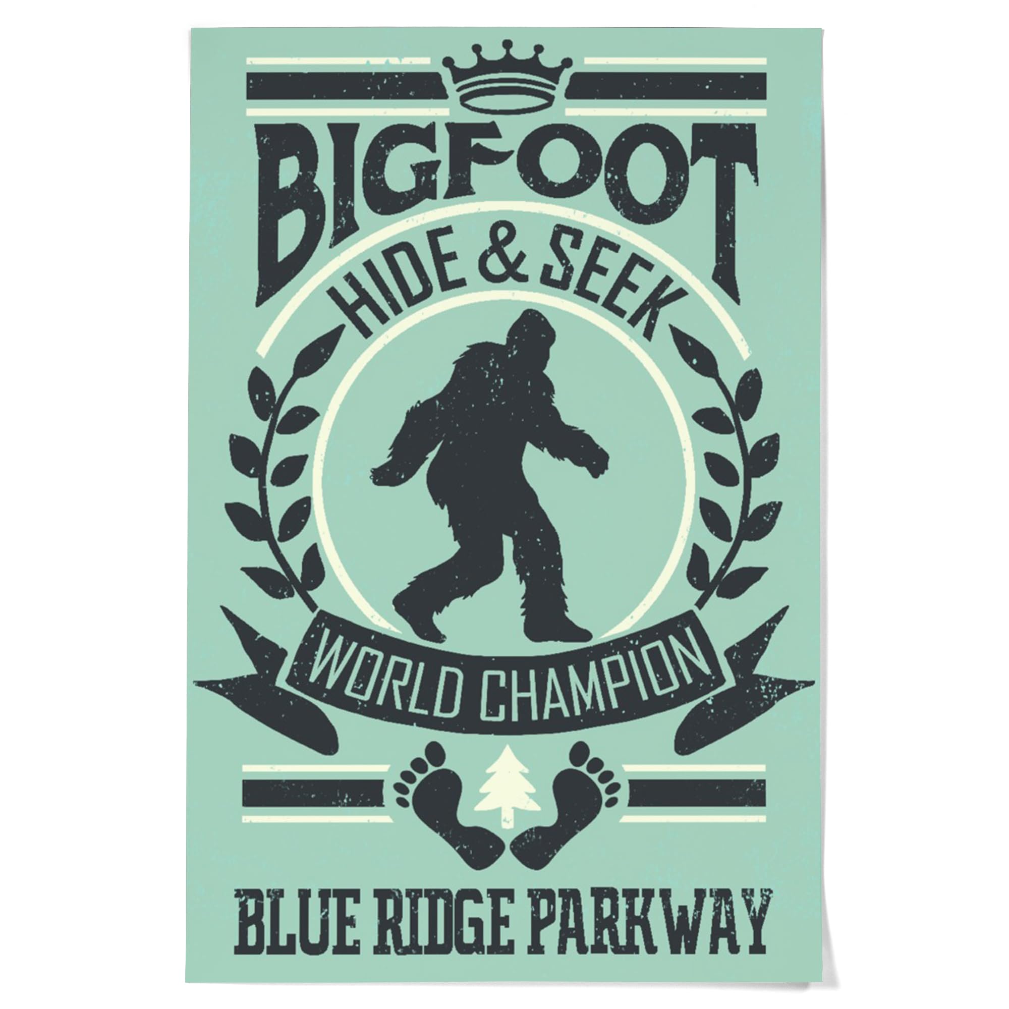 Lantern Press 36X54 Inch Giclee Art Print Wall Decor, Blue Ridge Parkway, Bigfoot Hide And Seek