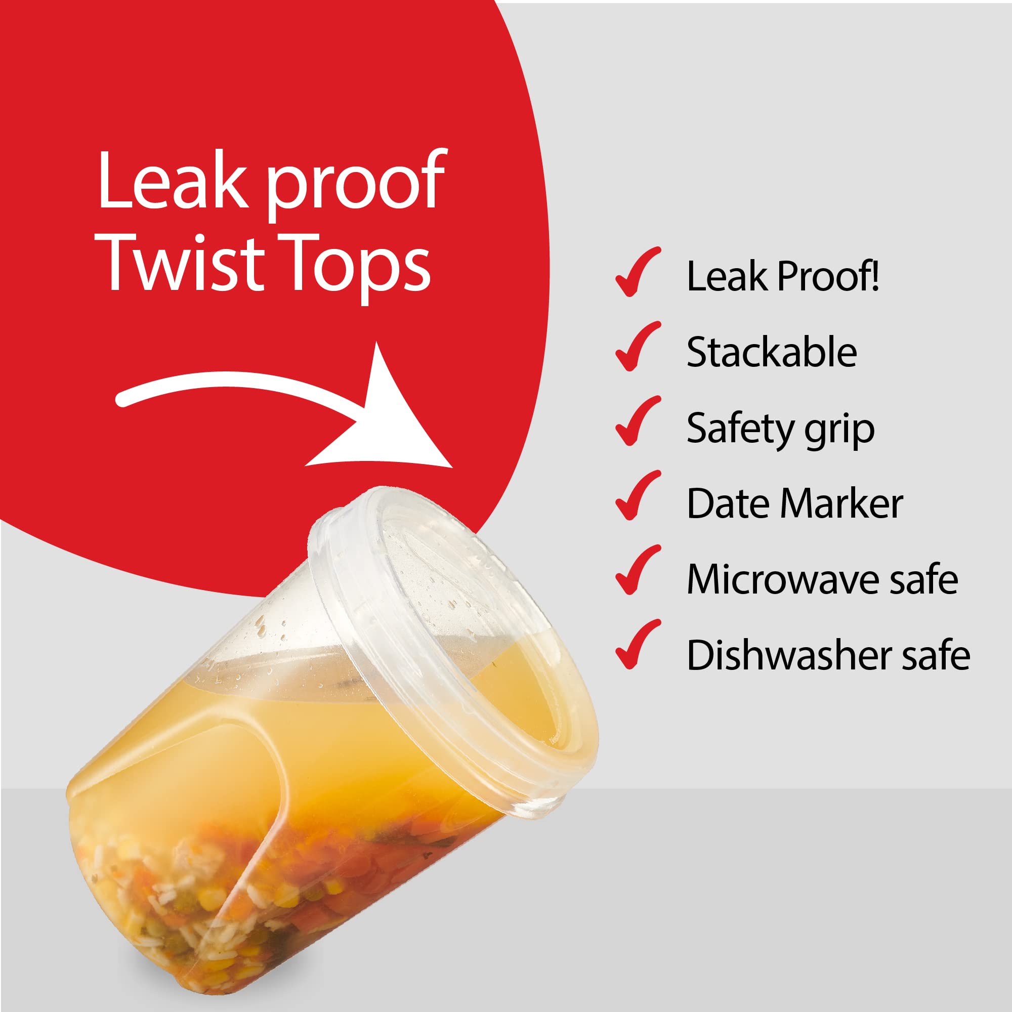 Plasticpro 12 Pack Twist Cap Food Storage Containers With Clear Screw On Lid- 32 Oz Reusable Meal Prep Containers - Freezer And