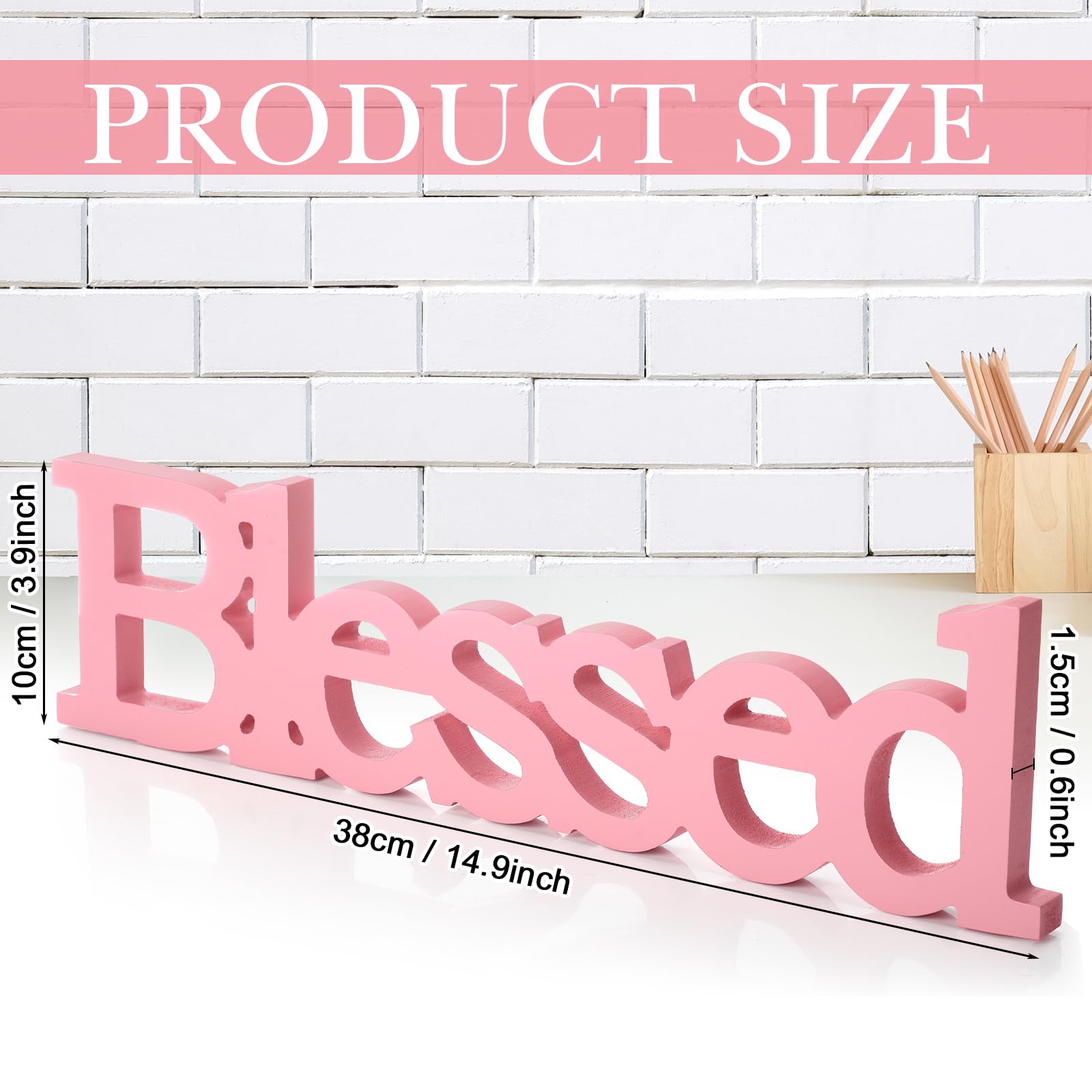 Blulu Blessed Letter Table Sign Blessed Standing Letter Table Sign Rustic Wooden Home Standing Decor for Thanksgiving Day Christ