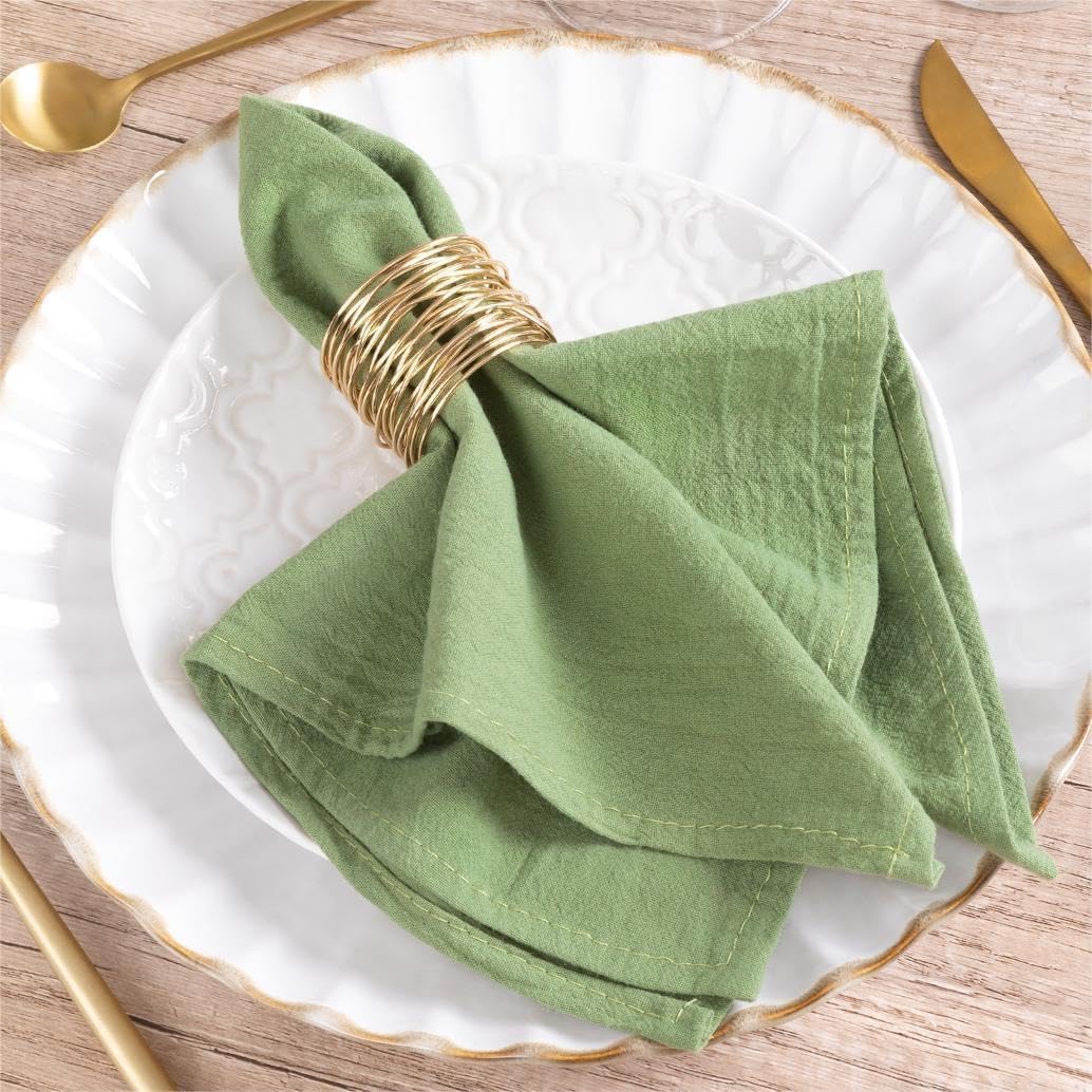 Mlmw Easter Cloth Napkins Set Of 8 Sage Green Spring Linen Cotton Dinner Napkins Cloth Bulk Washable 16''  16'' For Wedding Baby