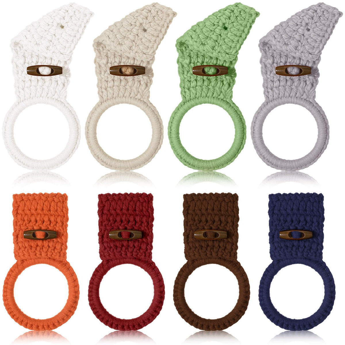 Hoolerry 8 Pcs Hanging Kitchen Towels Ring Crochet Hanging Dish Towel Holder Kitchen Towel Hanger With Hanging Loop Button For H