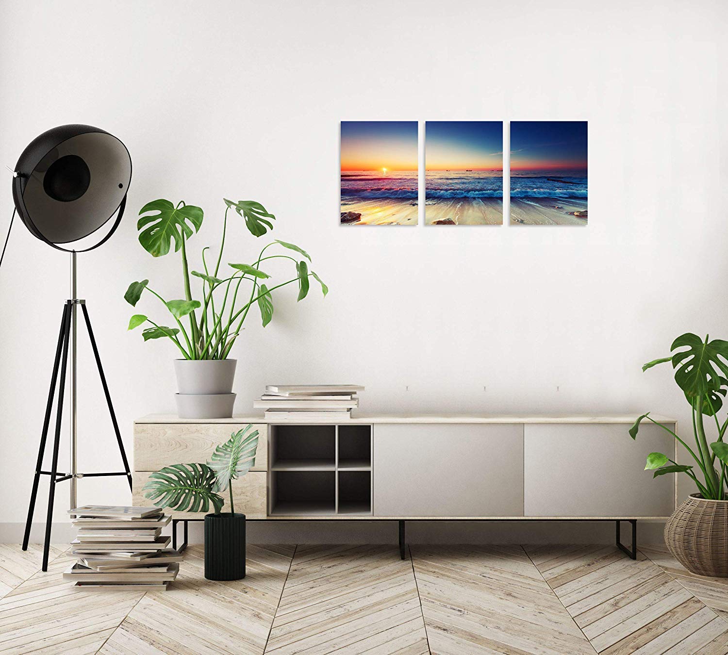 Tutubeer 3 Panels Beach Home Beach Decor Beach Wall Art Beach Decor For Home White Ocean Beach Sunrise With Deep Blue Sky Beach