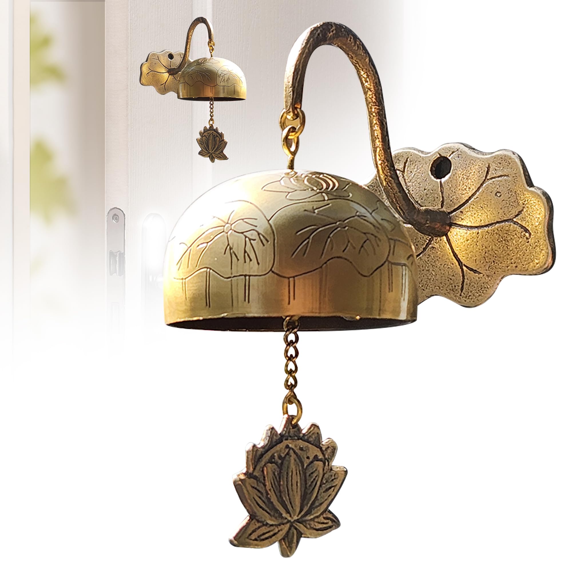 Zen Lotus Bell - Handmade Brass Feng Shui Chime for Home, Entryway, or Store - Holiday, Housewarming Present - Soothing Sound & 