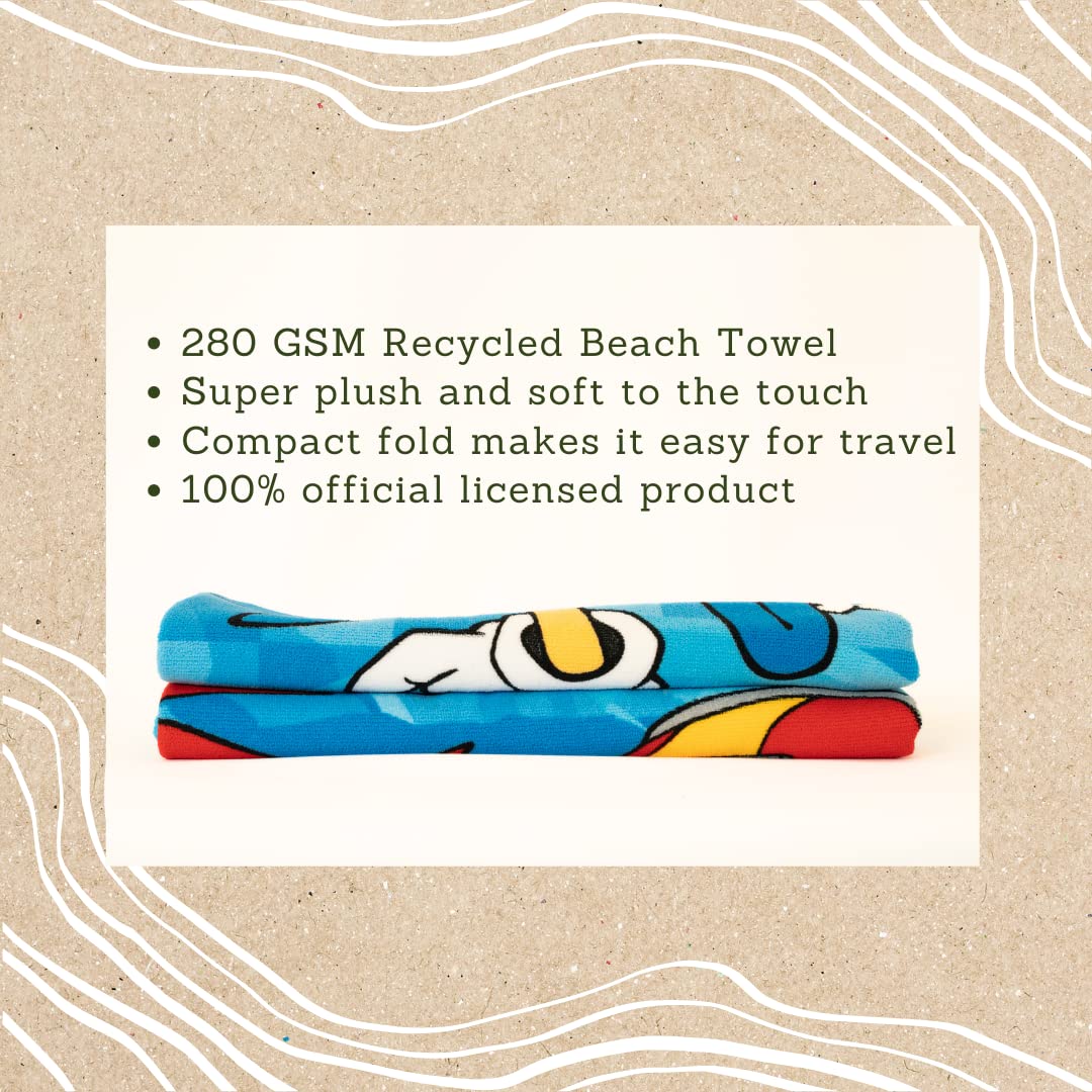 Franco Sonic The Hedgehog Recycled Polyester Beach Towel, 58 In X 28 In, Ready To Run Pattern