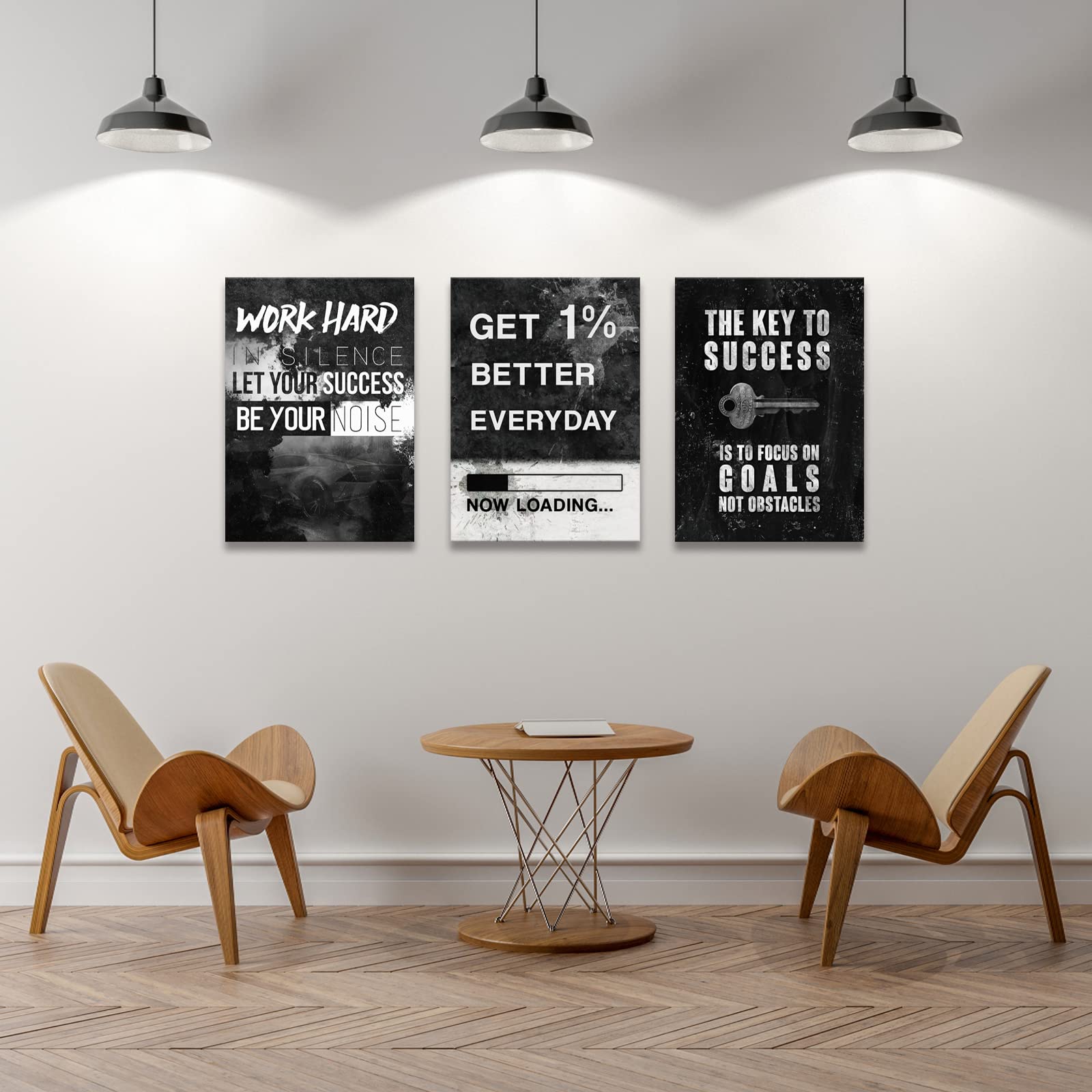 KAWAHONE Success Canvas Wall Art for Home Office Workplace  Perseverance Leader Canvas Quotes Motivate Success Positive Poster Framed Motivation Gift-12 Wx16 Hx3PCS