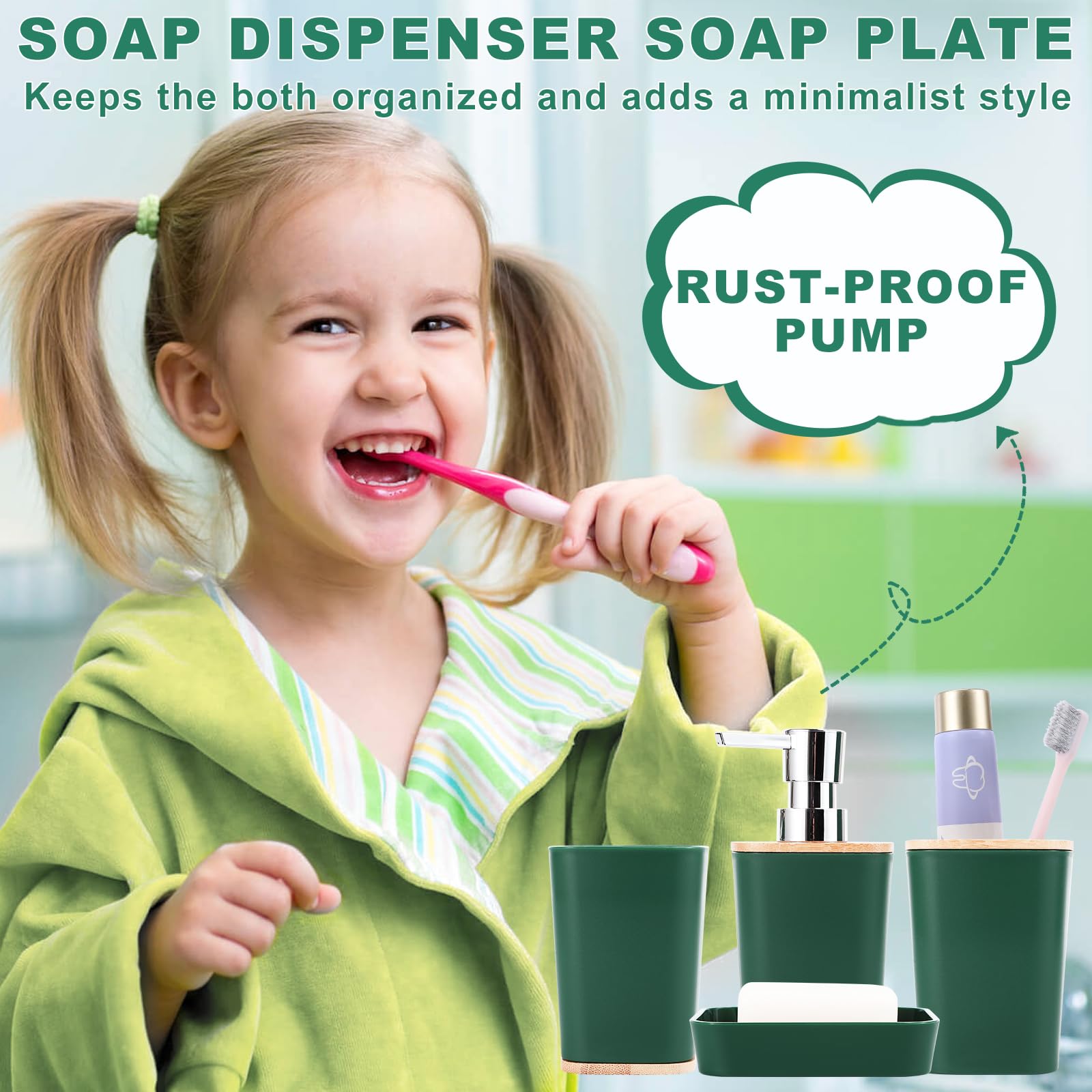 Xlhomo Dark Green Bathroom Sets With Shower Curtain And Rugs,Bathroom Sets Shower Curtain Set With Extra Soft And Absorbent Bath