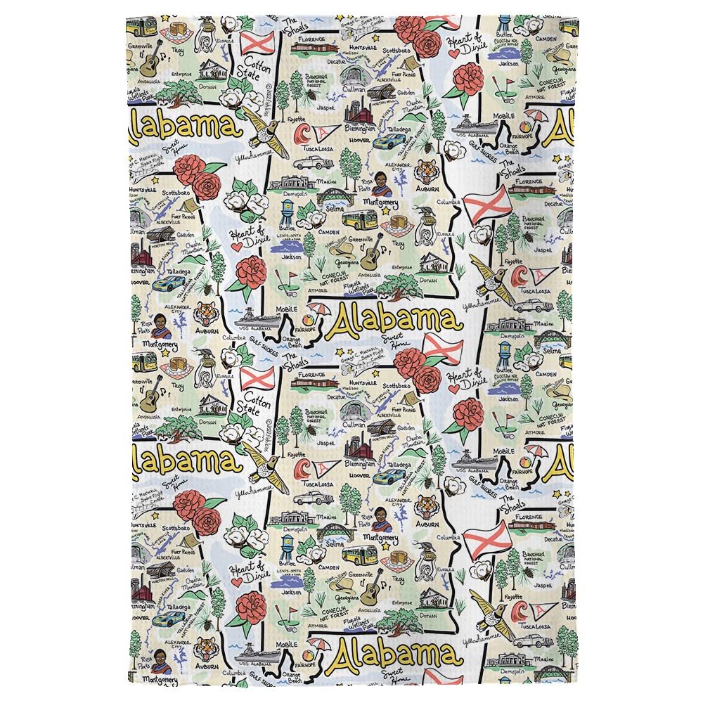 Fish Kiss 16''X24'' Oklamoma Map Towel Is 100% Microfiber Waffle Weave Help You Explore In Detail - Our Super Absorbent & Soft,