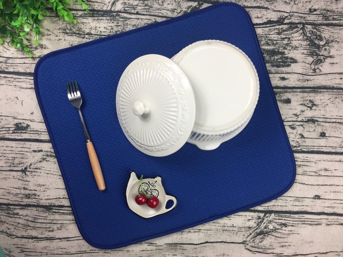 Microfibre Drying Mat For Kitchen Dish Drying Drainer Mat Absorbent Drying Mat Washing Up For Glass, Plate & Cup 16Inch X 18Inch