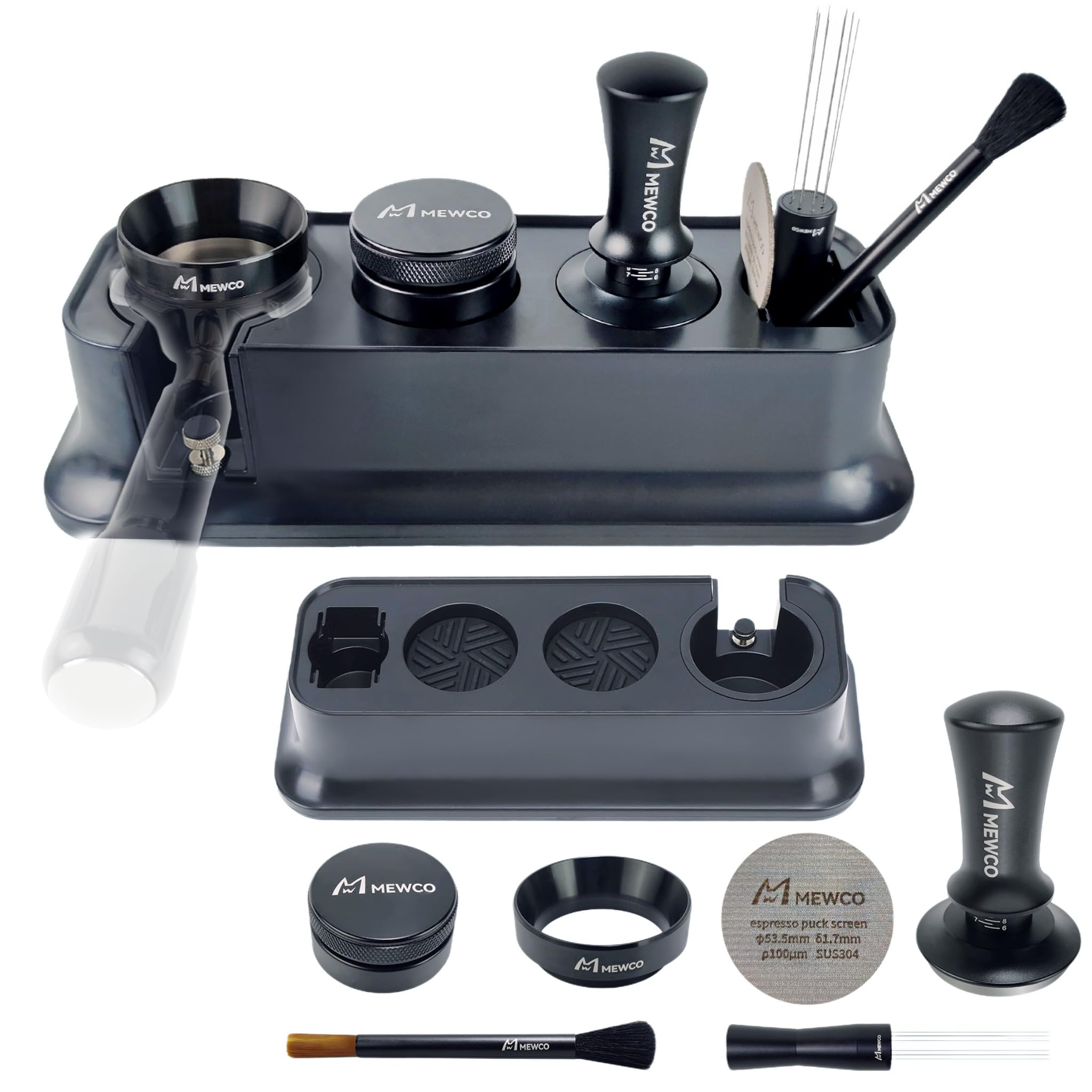 7 Pack Espresso Tamper Station&Coffee Distributor Tamper&Espresso Wdt Stirrer&Coffee Tamping&Brush&Coffee Dosing Funnel&Espresso