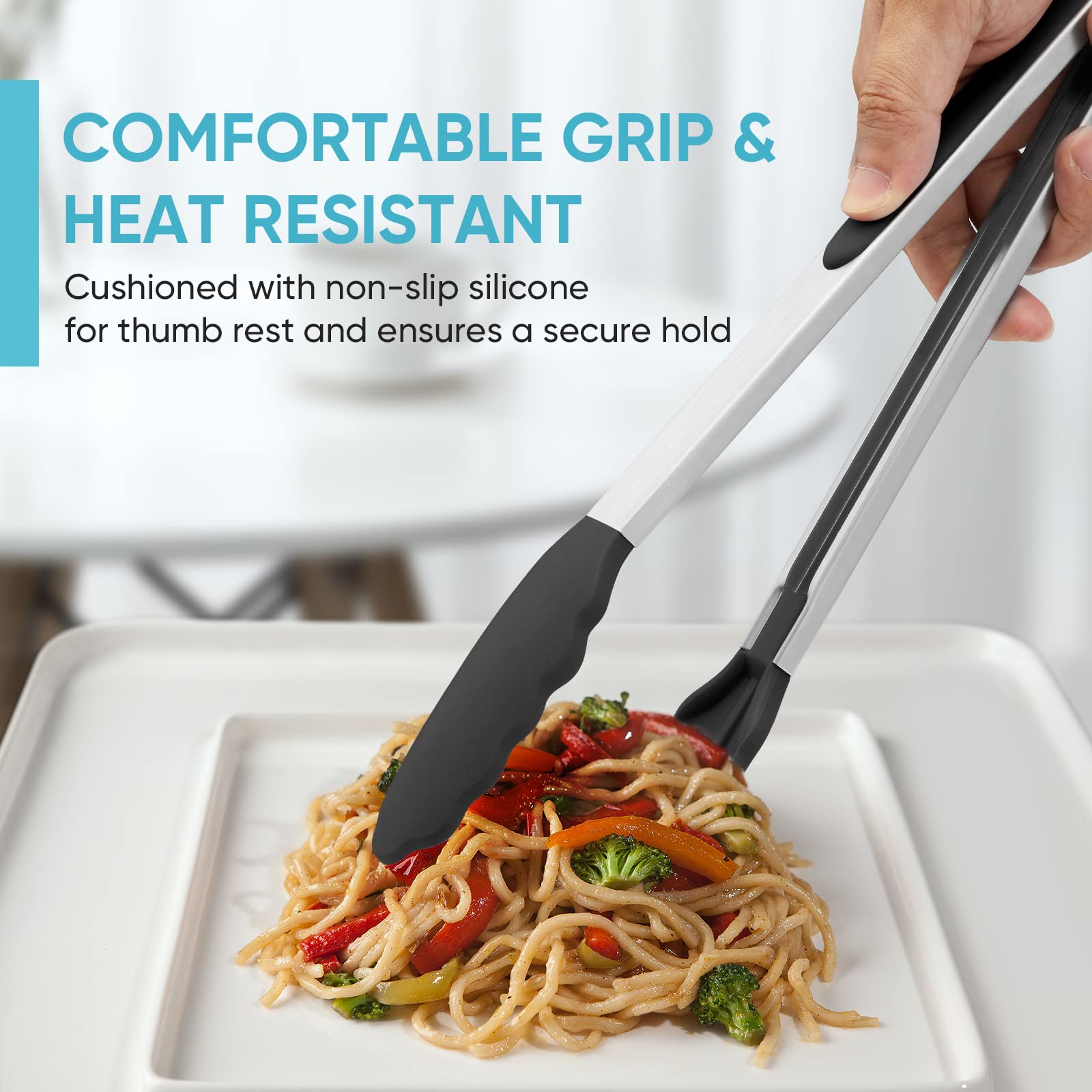600? Heat Resistant Kitchen Tongs For Cooking With Silicone Tips,Maywe Tanso 12-Inch Stainless Steel Locking Cooking Tongs Food