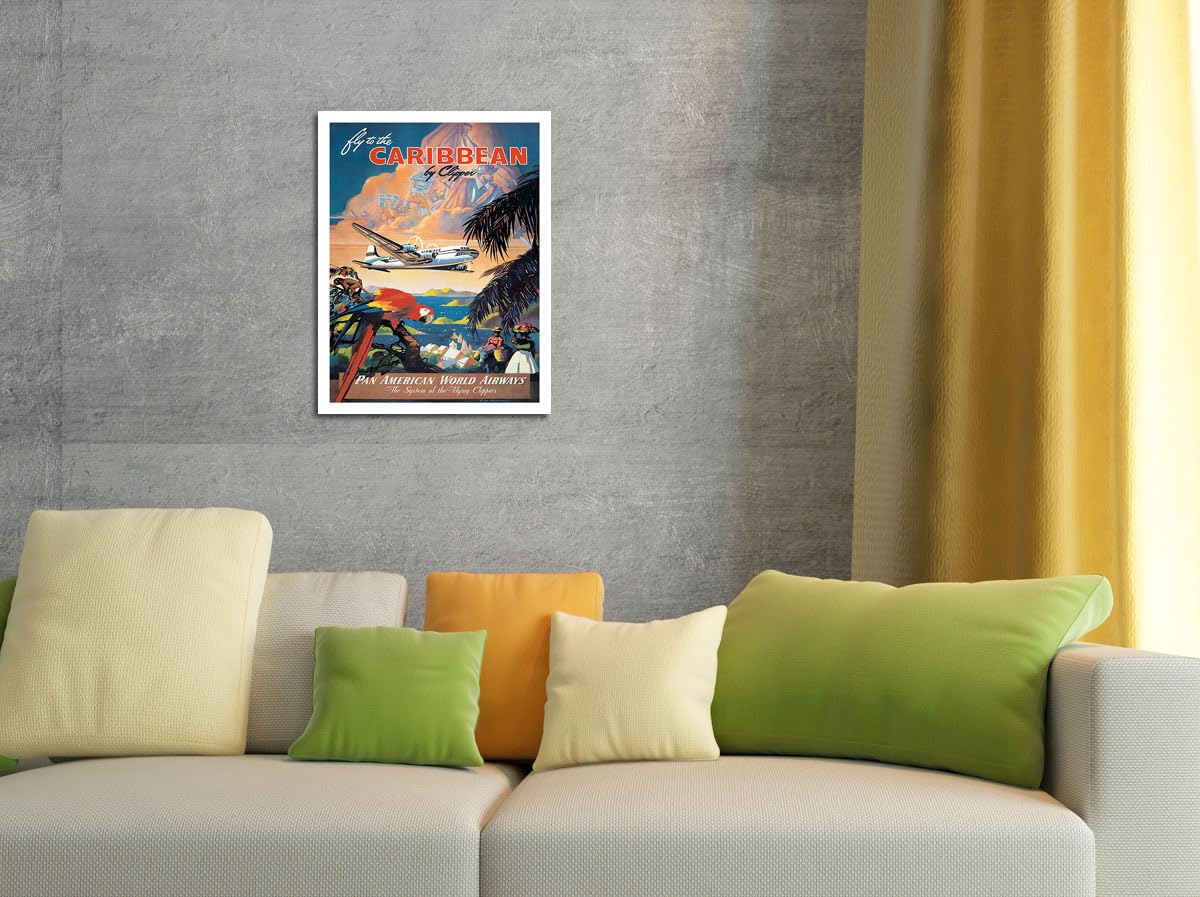 Fly to the Caribbean by Clipper - Pan American World Airways - Vintage Airline Travel Poster by Mark Von Arenburg c.1940s - Fine Art Matte Paper Print (Unframed) 18x24in