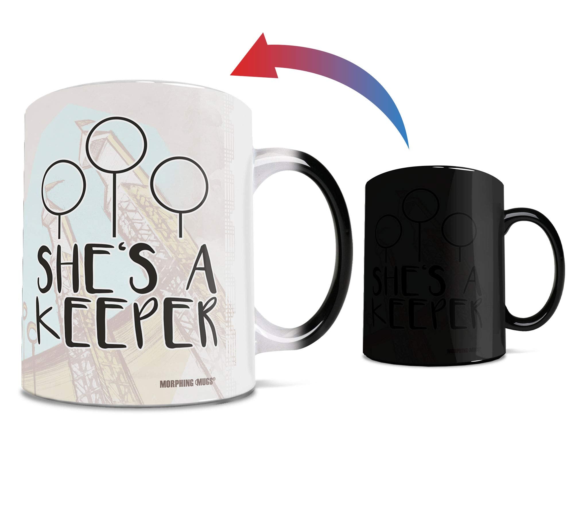 Morphing Mugs Harry Potter - Im a Catch - Shes a Keeper - Quidditch - One 11 oz Color Changing Heat Sensitive Ceramic Mug - Imag