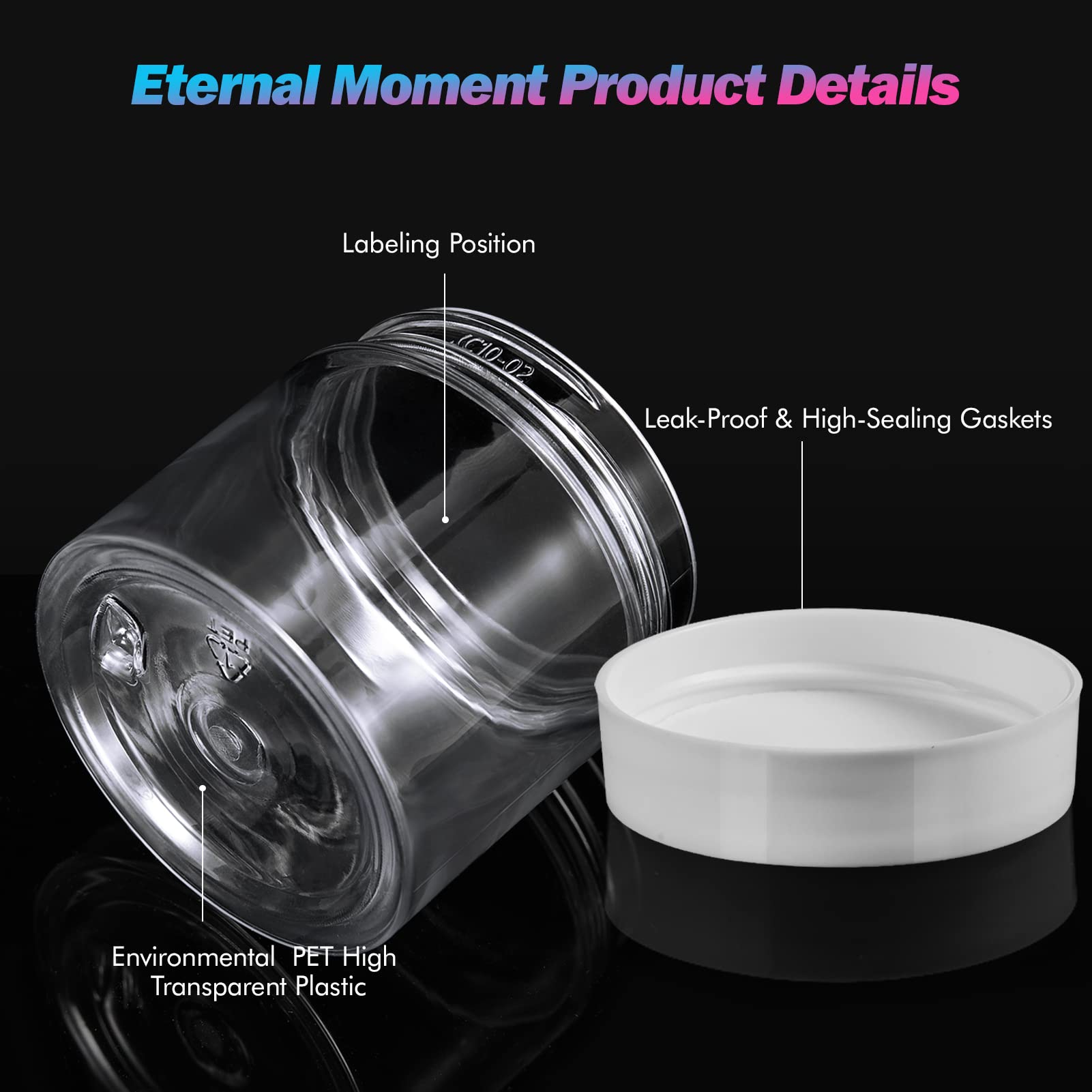 36 Pack 6 Oz Plastic Jars Round Clear Cosmetic Container Jars With White Lids, Eternal Moment Plastic Slime Jars For Lotion, Cre