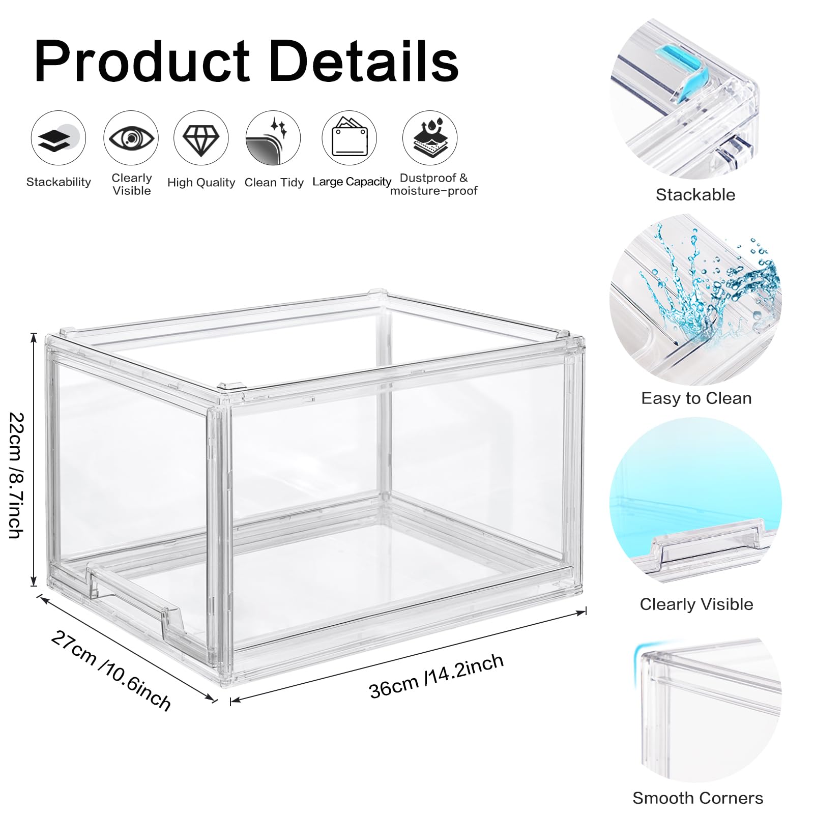 3 Packs Plastic Stackable Storage Drawers, Dilibra Clear Storage Bins Organizer With Pull Out Drawer For Kitchen Cabinet Pantry