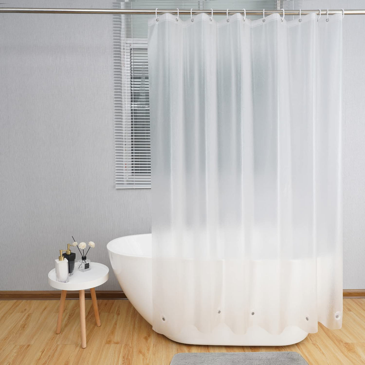 Aoohome 72X96 Inch Extra Long Shower Curtain, Eva Frosted Shower Curtain Liner With 3 Bottom Magnets, Waterproof, Semi Transpare