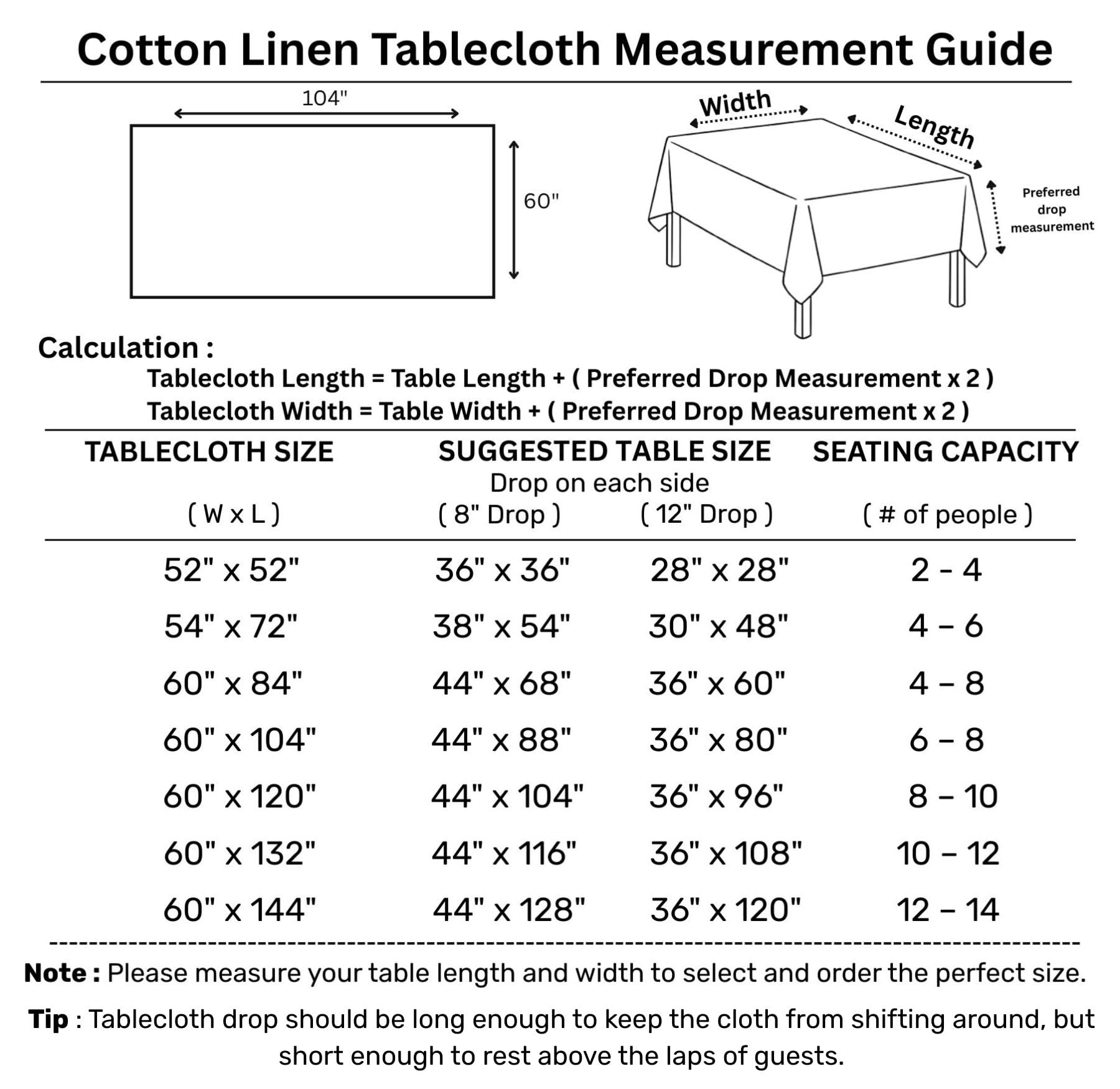 Solino Home White Tablecloth 60 x 104 Inch - Dru Cotton Linen Rectangle Tablecloth - Machine Washable Table Cloth for Fall, Autu