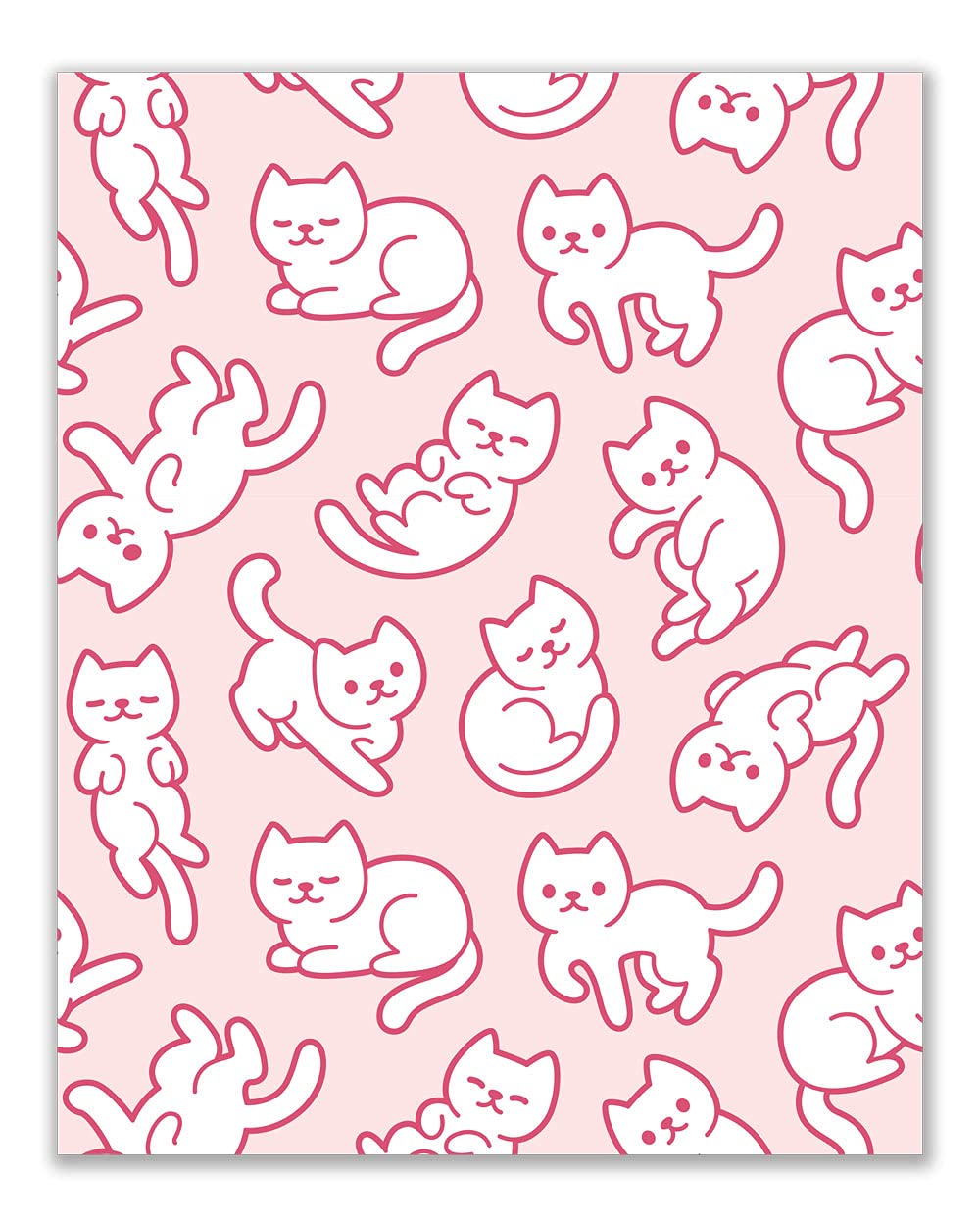 Crystal Canvas Prints Pink Cat Prints - Set Of 4 (8X10) Inches Glossy Kawaii Kitten Paw Beans Cute Minimalist Pastel Blush Carto