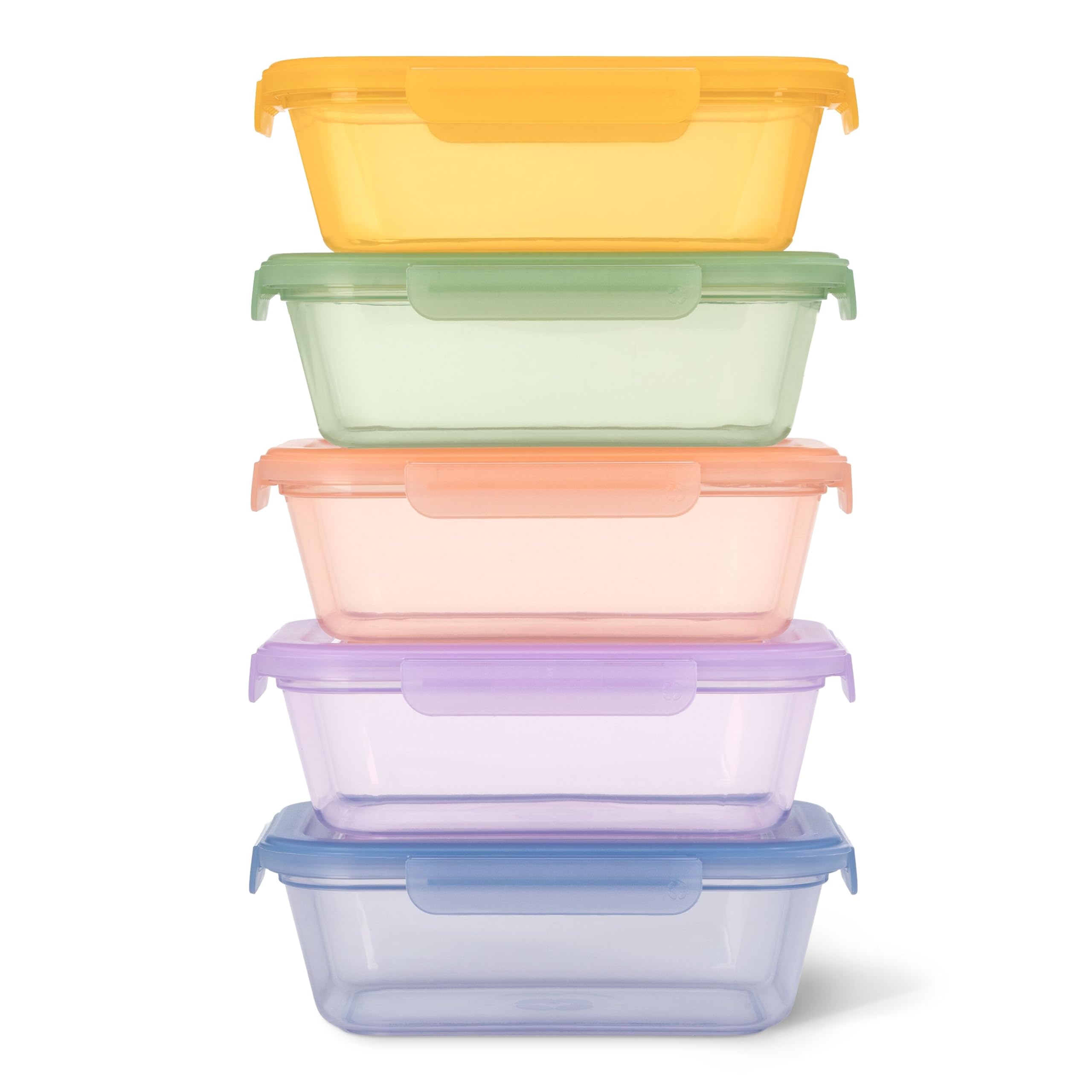 Ello Snap & Nest 10-Piece 3 Cup Plastic Divided Meal Prep Set, Reusable Food Containers For Healthy Eating, Freezer, Dishwasher 