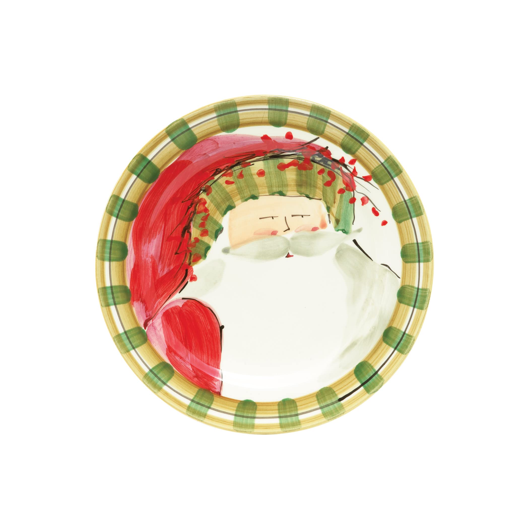 Vietri Old St. Nick Assorted Round Salad Plates, Set Of 4, 8.5'' Earthenware Dessert Appetizer Dish