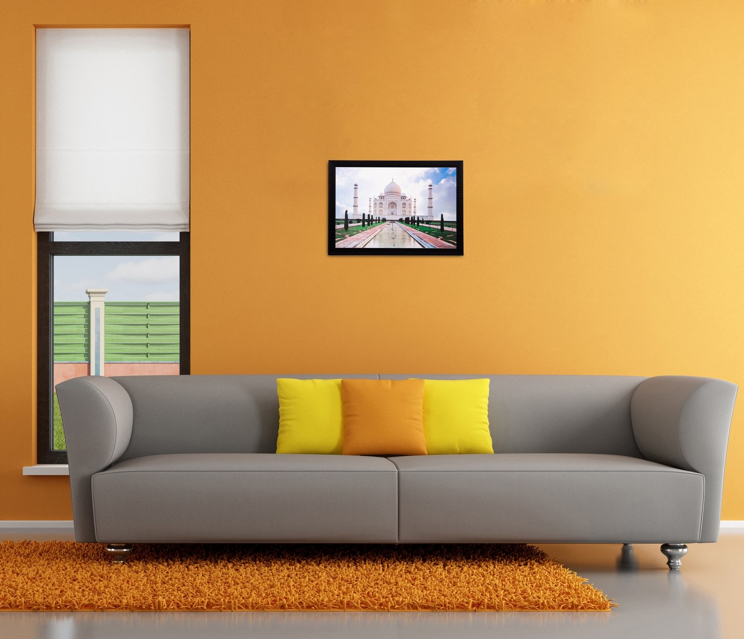 Ecraftindia Taj Mahal Uv Art Painting (Synthetic Wood, 51 Cm X 36 Cm, Matt Textured), Multicolour