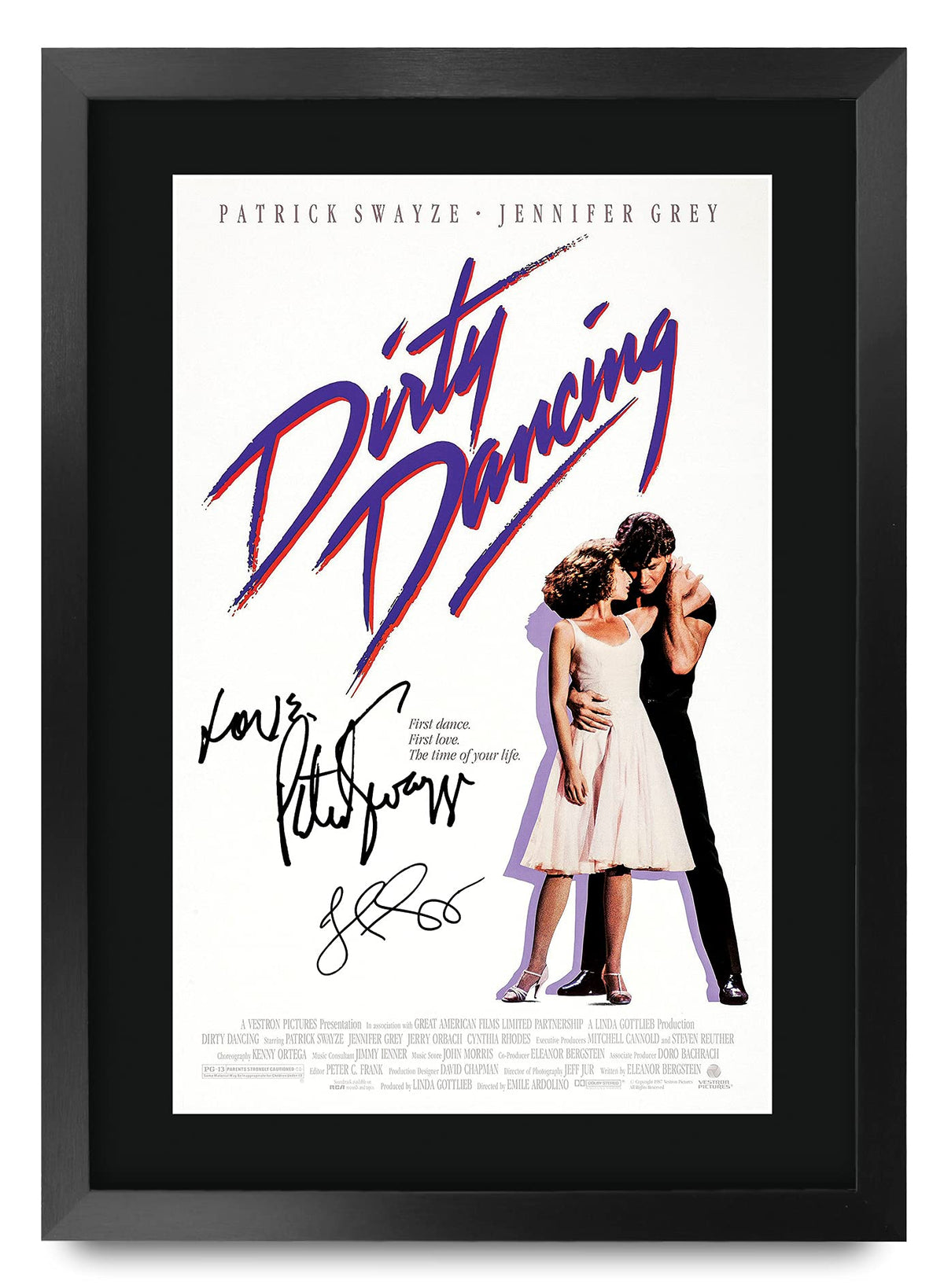 Hwc Trading Dirty Dancing Movie Poster Cast Signed Patrick Swayze Jennifer Grey 16 X 12 Inch Framed Gift Printed Autograph Film