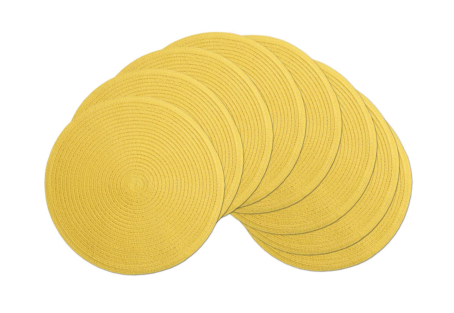 SHACOS Round Braided Placemats Set of 8 Washable Table Mats 15 inch Round Placemat Cotton Polyester Circle Placemat for Dining T