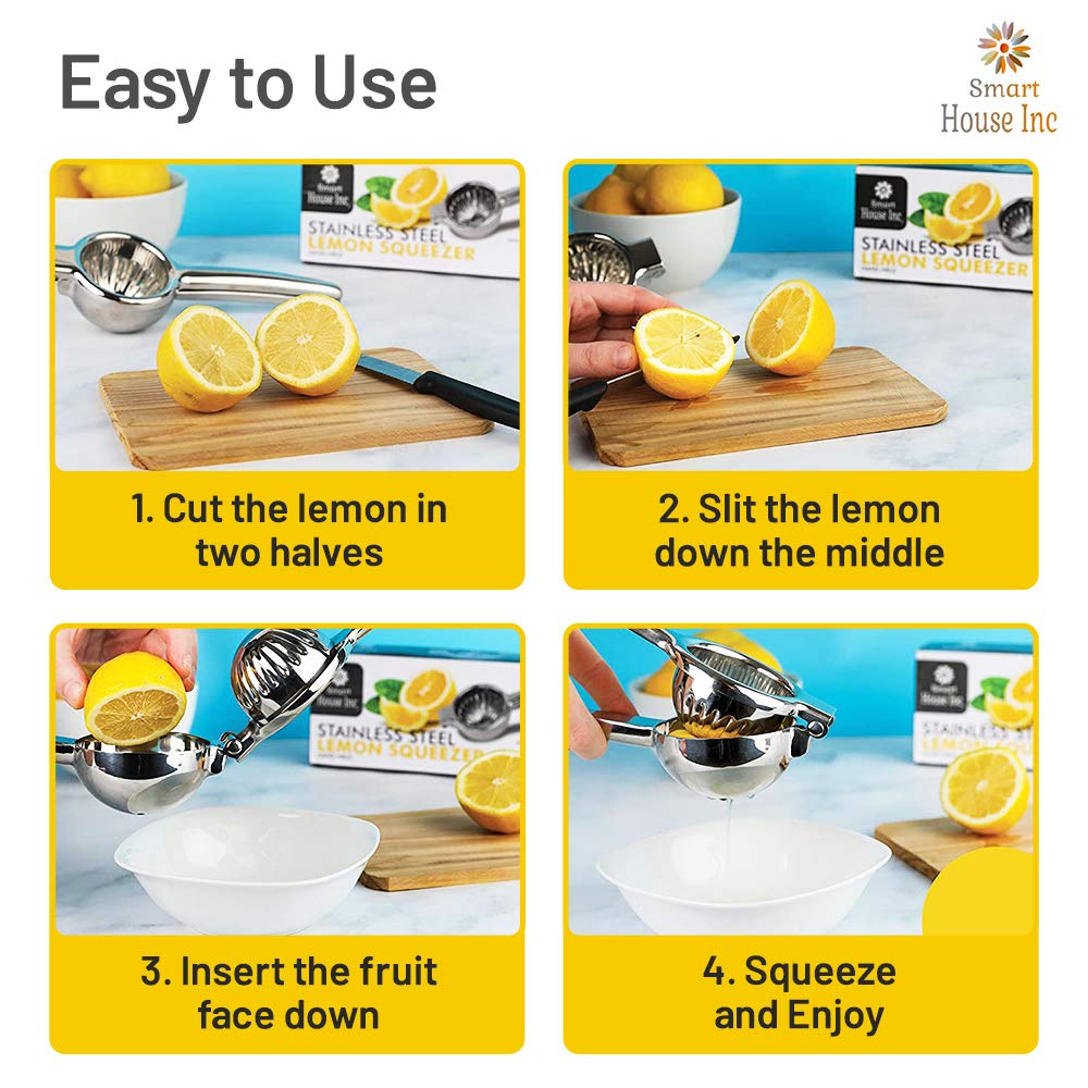Extra-Large Stainless Steel Lemon Squeezer - Manual Fruit Juicer With Seeds And Pulp Filter - Metal Juicer Press For Juicing Lem