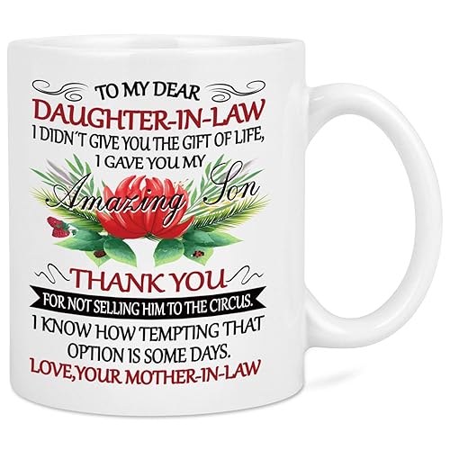 YHRJWN Daughter In Law Gifts - To My Dear Daughter In Law Mug - Daughter Gifts from Mom- Gifts for Daughter from Mother Mommy - Daughter Coffee Mug for Christmas Birthday Thanksgiving Day 11 Oz White
