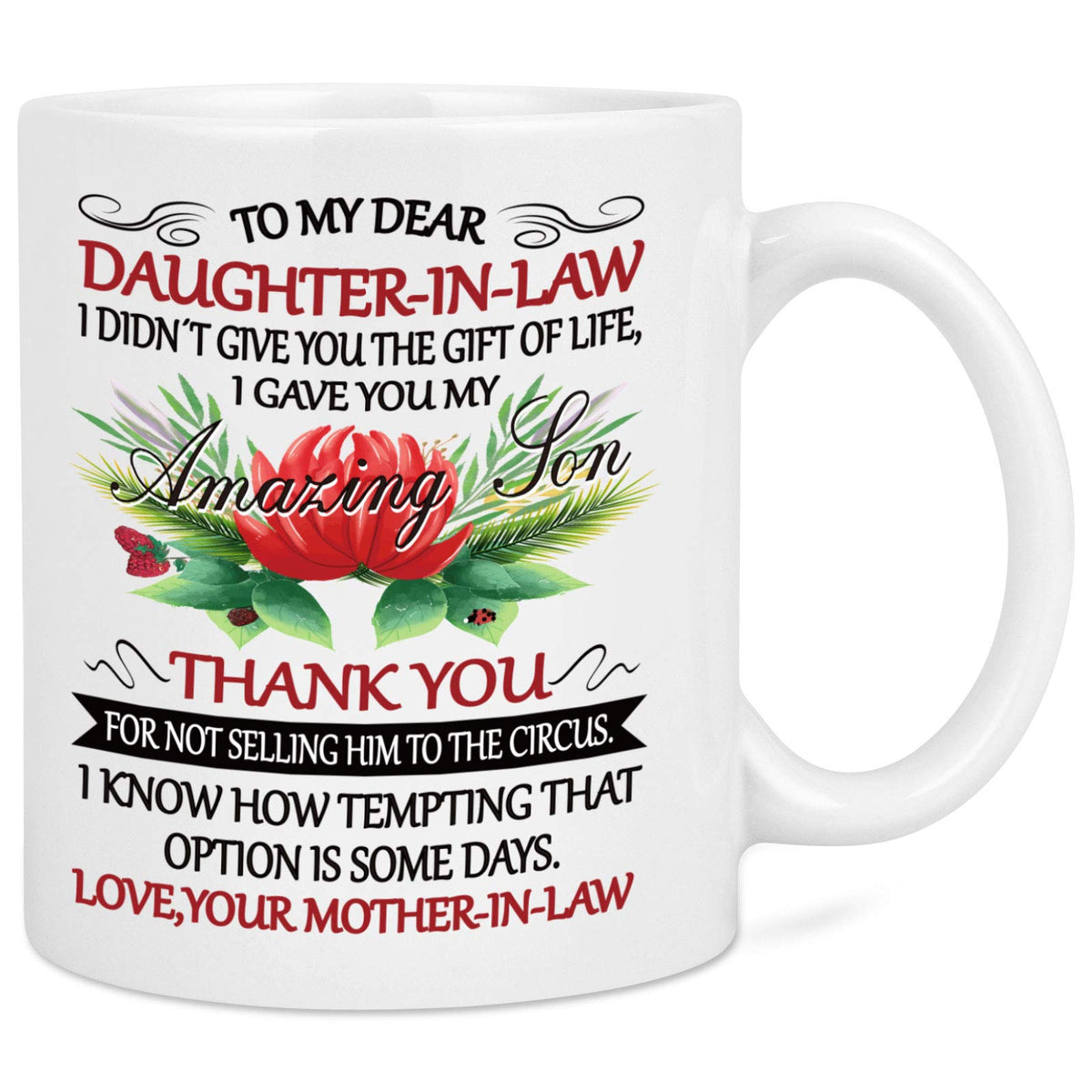 Yhrjwn Daughter In Law Gifts - To My Dear Daughter In Law Mug - Daughter Gifts From Mom- Gifts For Daughter From Mother Mommy -
